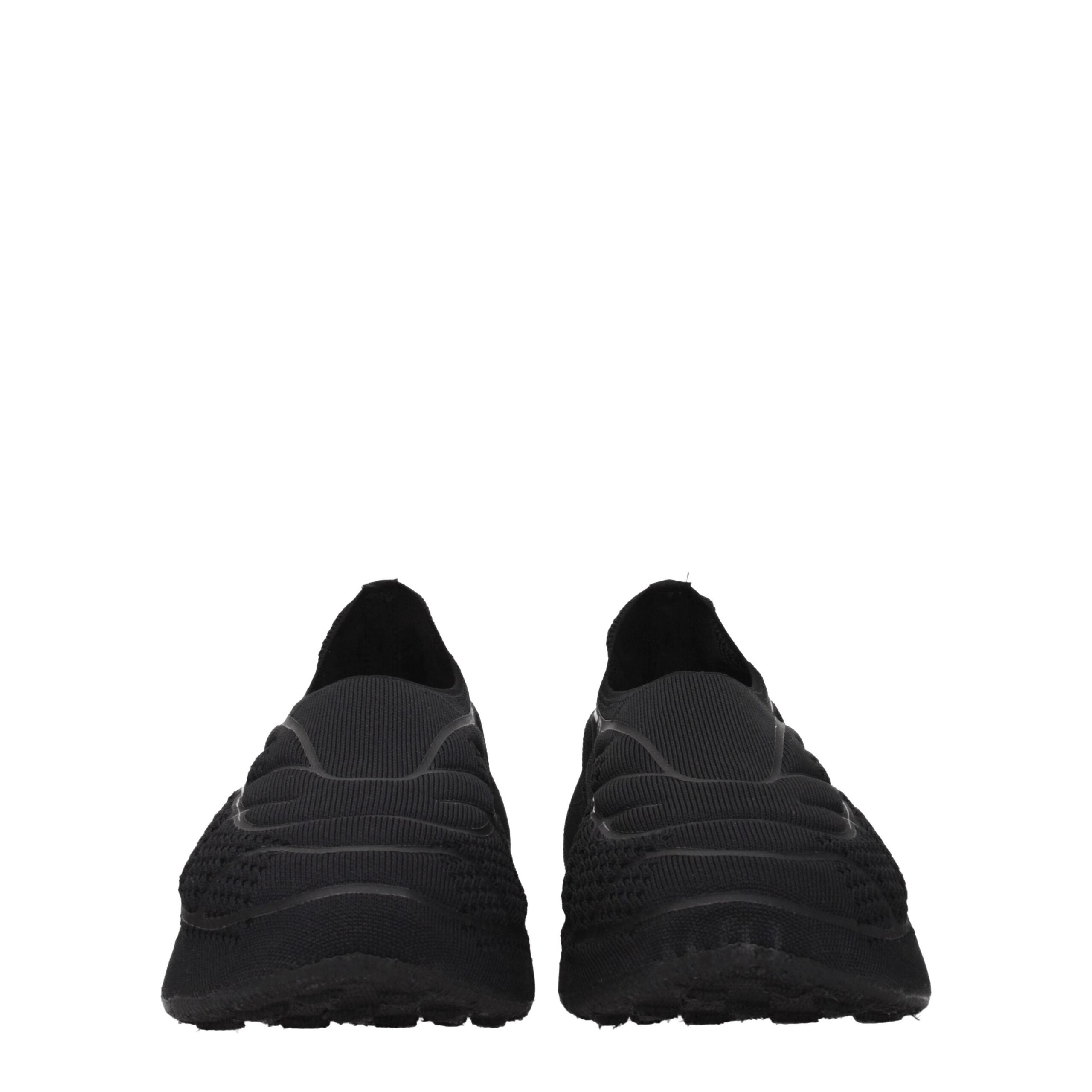 Black Fabric Slip-On Loafers