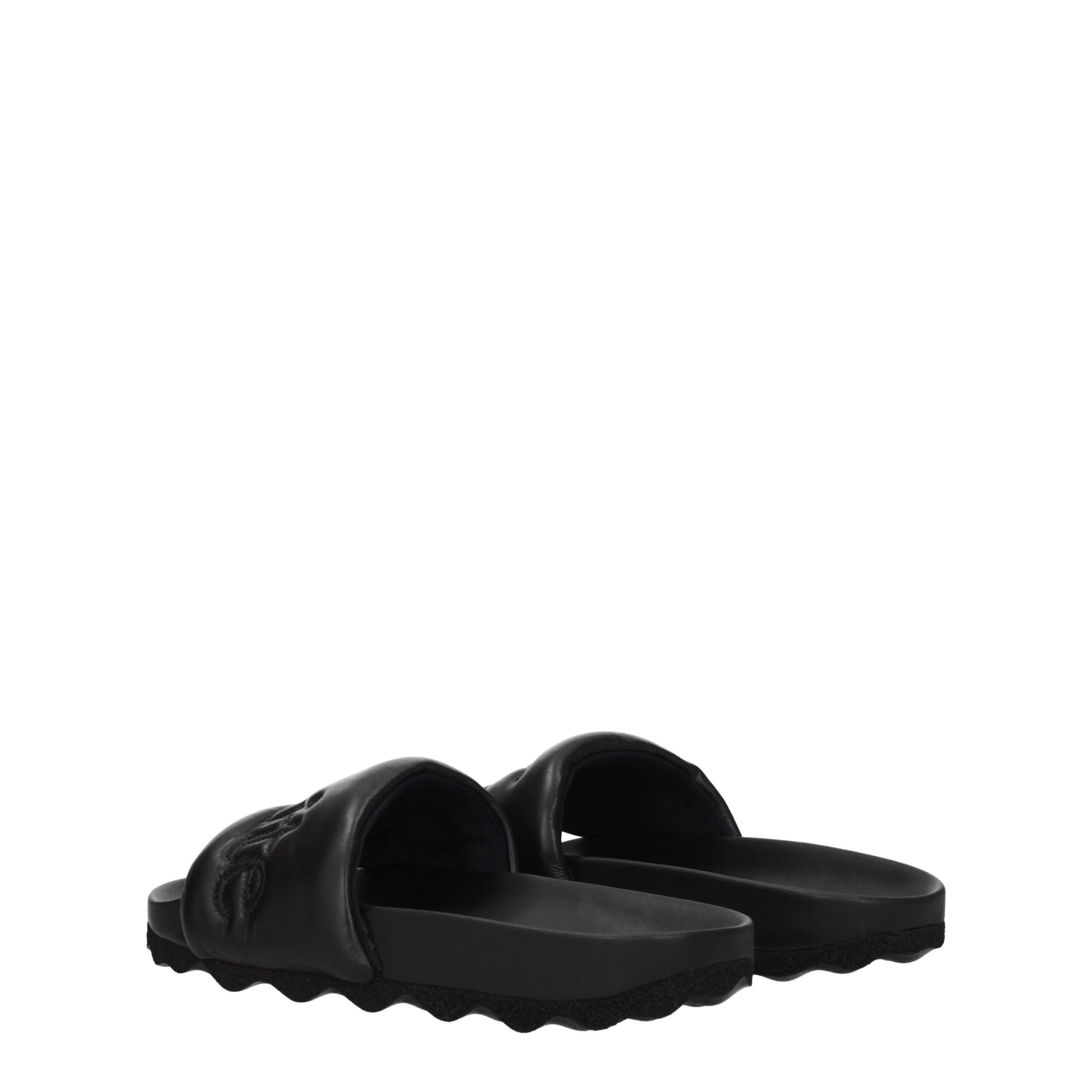 Black Leather Slippers