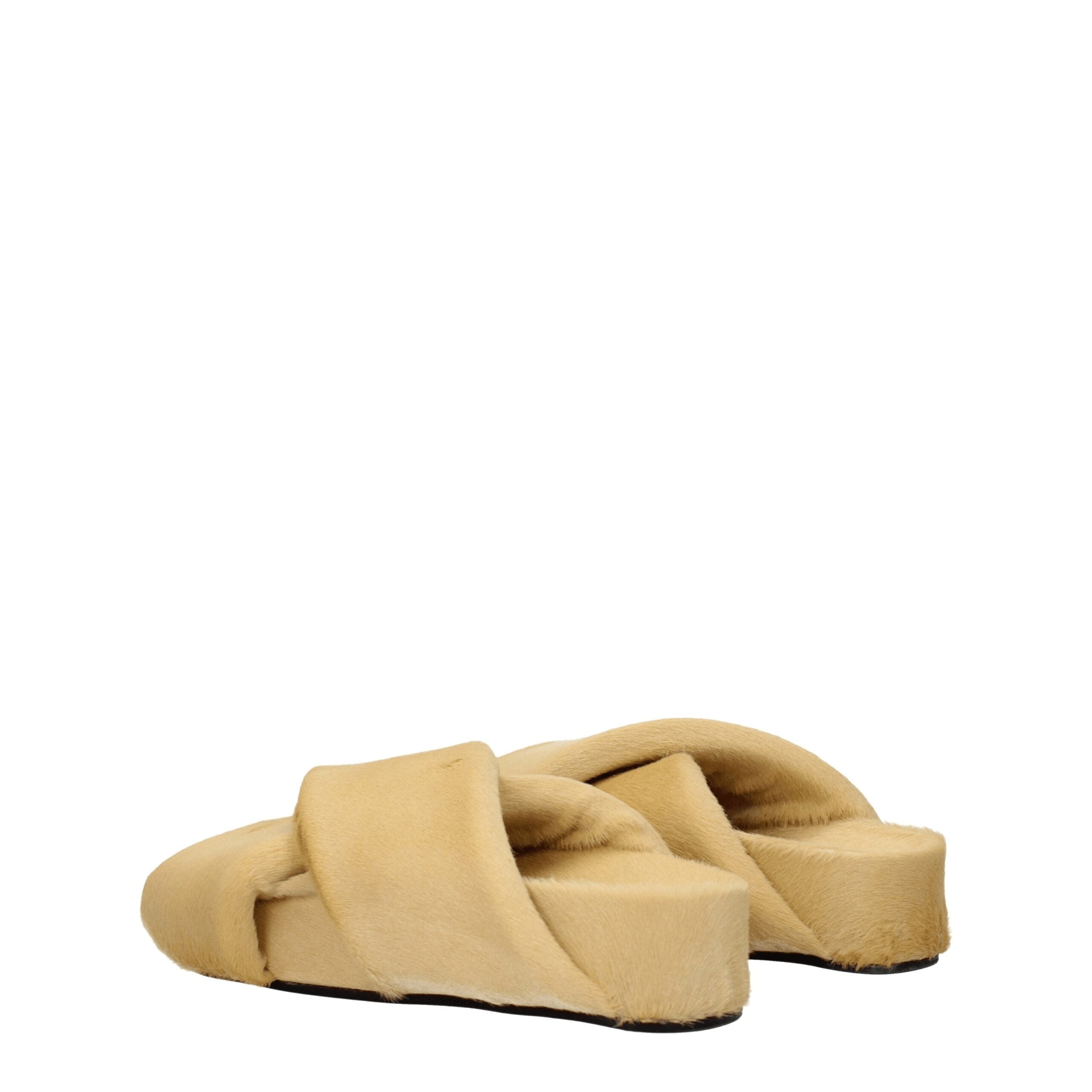 Beige Horsehair Slippers - ventzia