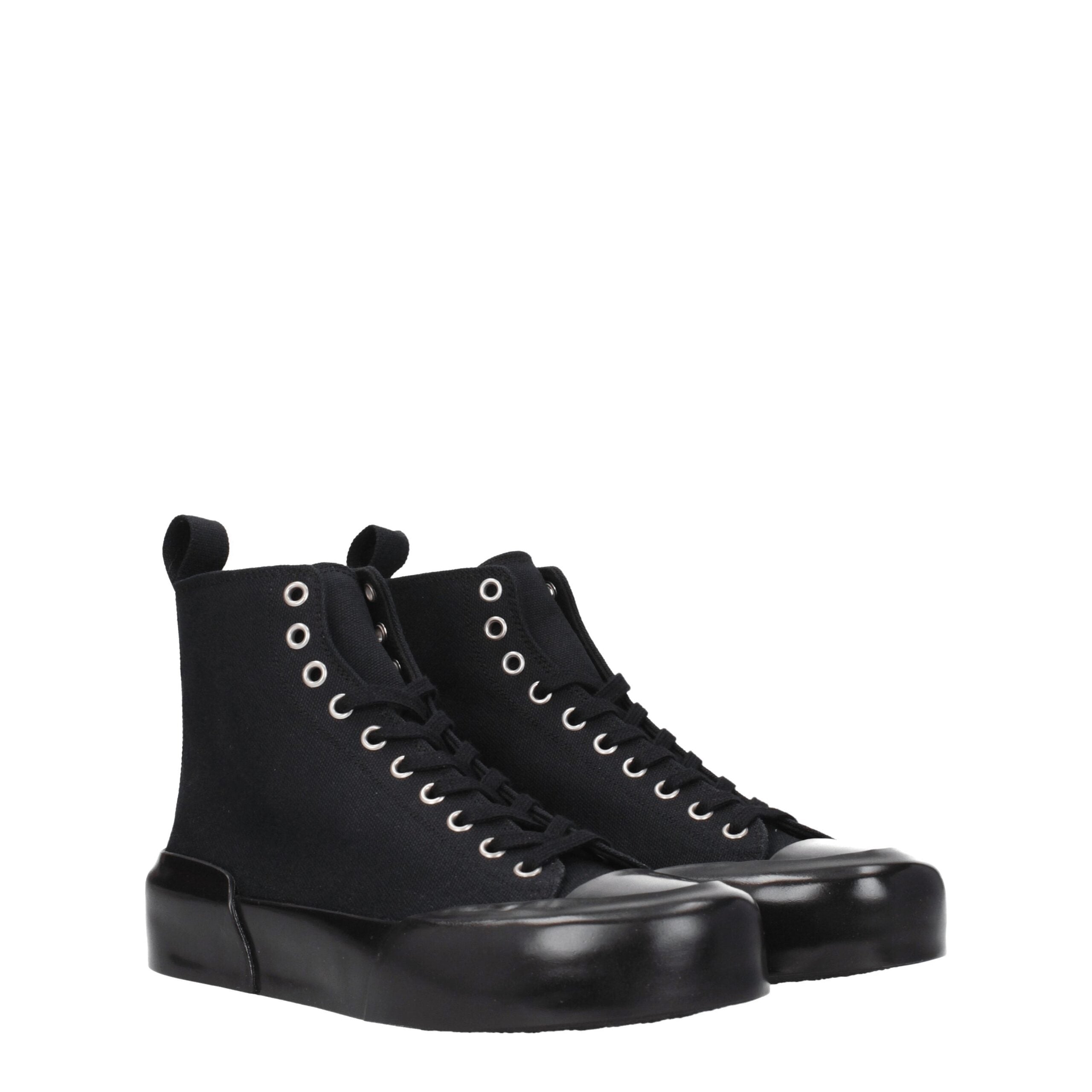 Black Fabric High Top Sneakers - ventzia