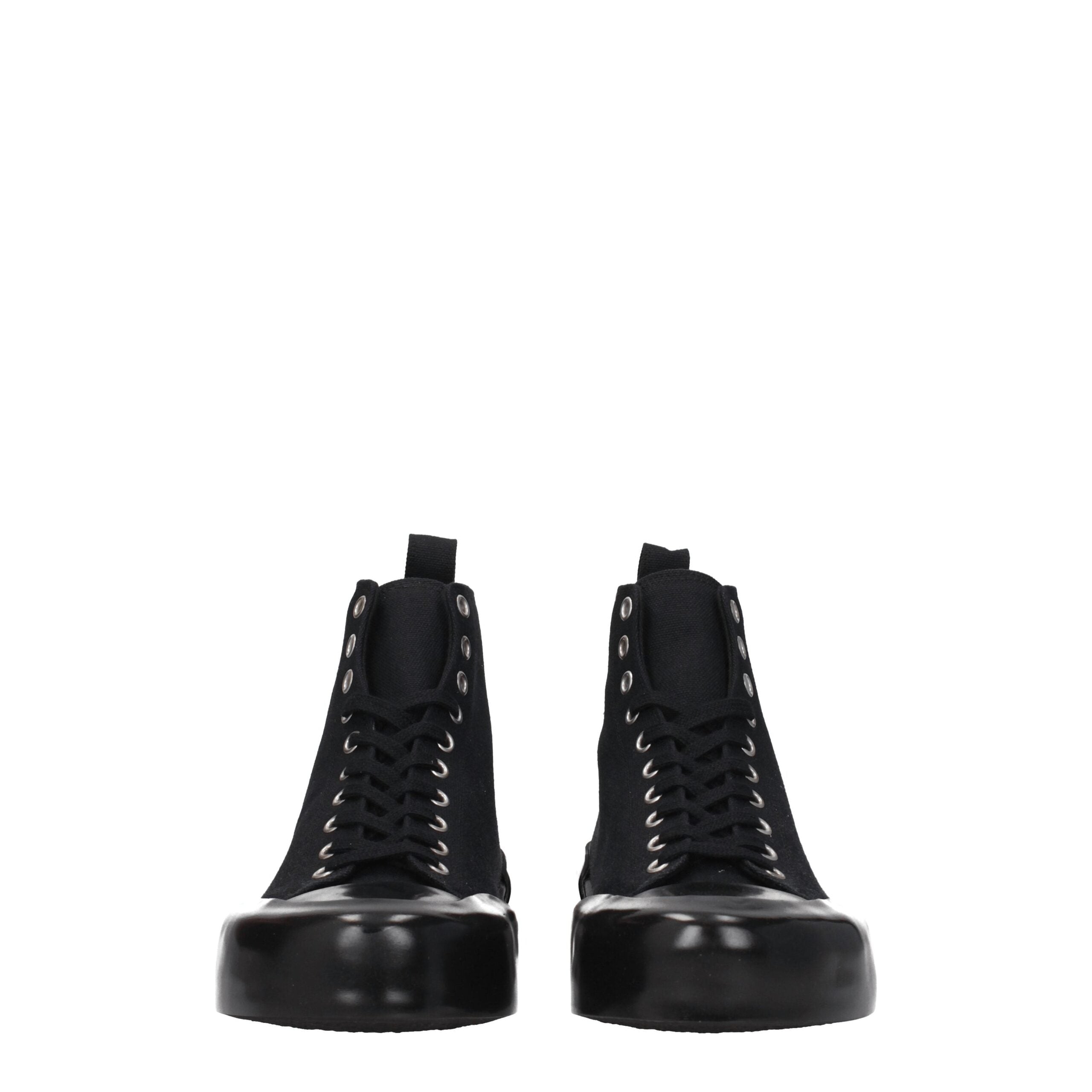 Black Fabric High Top Sneakers - ventzia