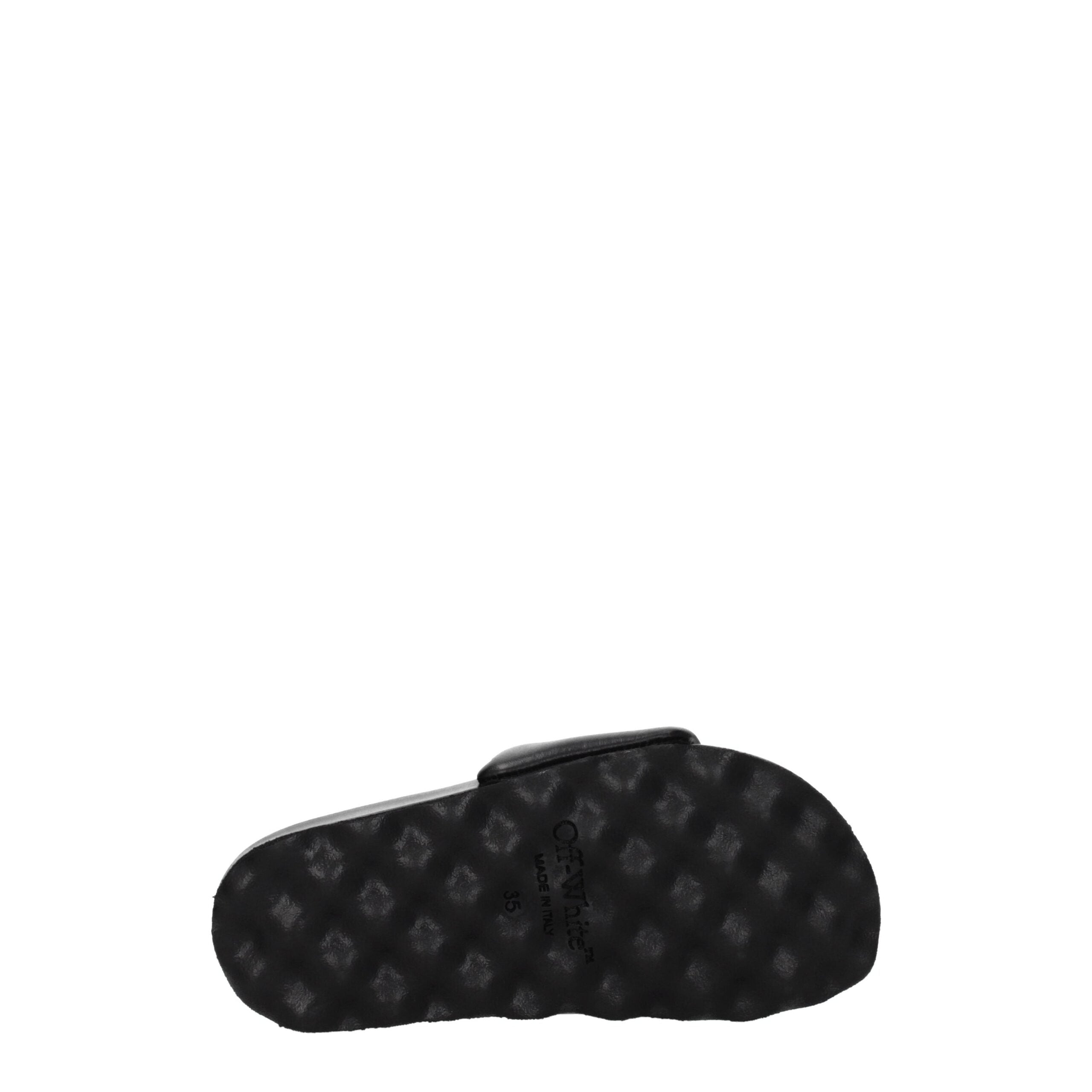 Black Leather Slippers