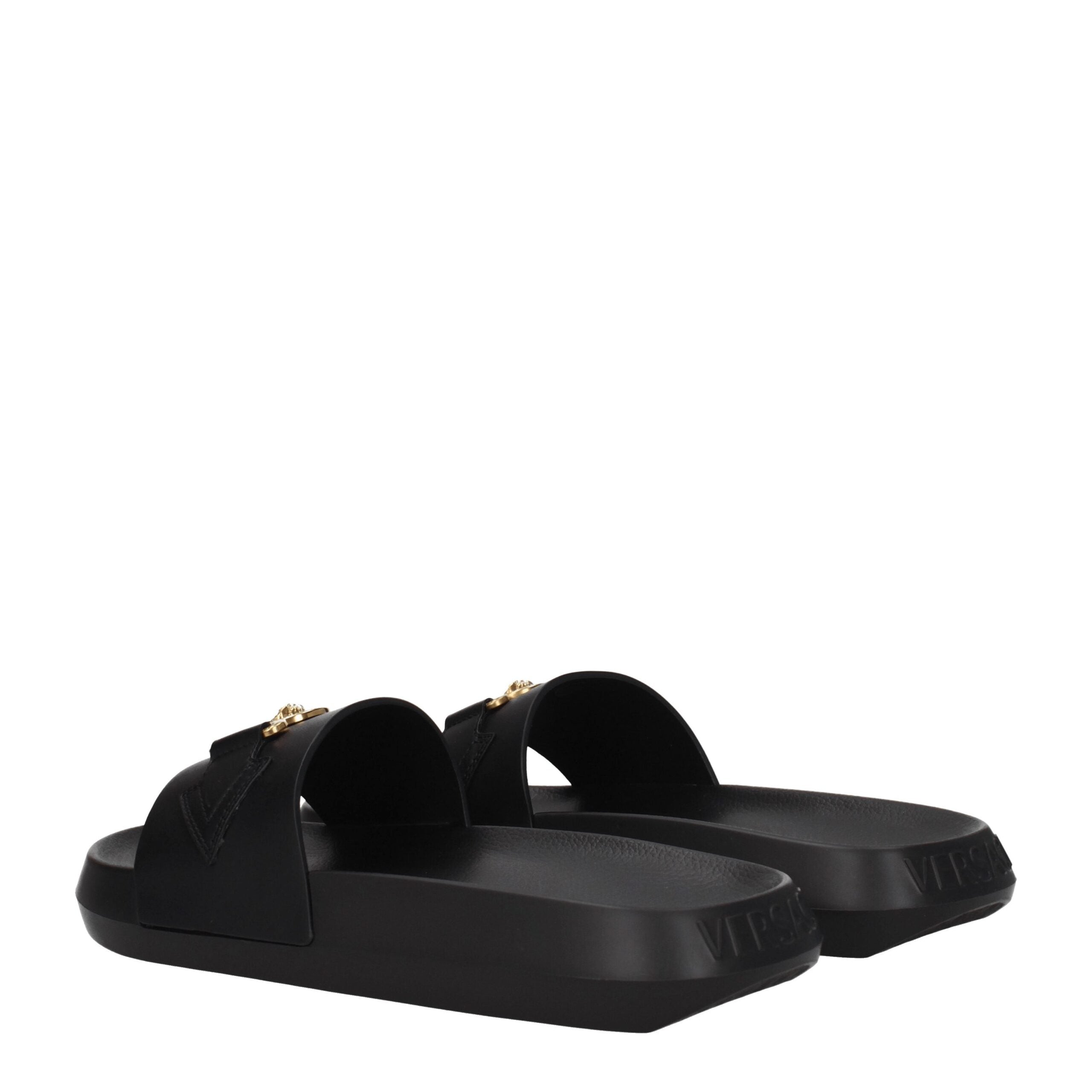 Black Leather Slippers