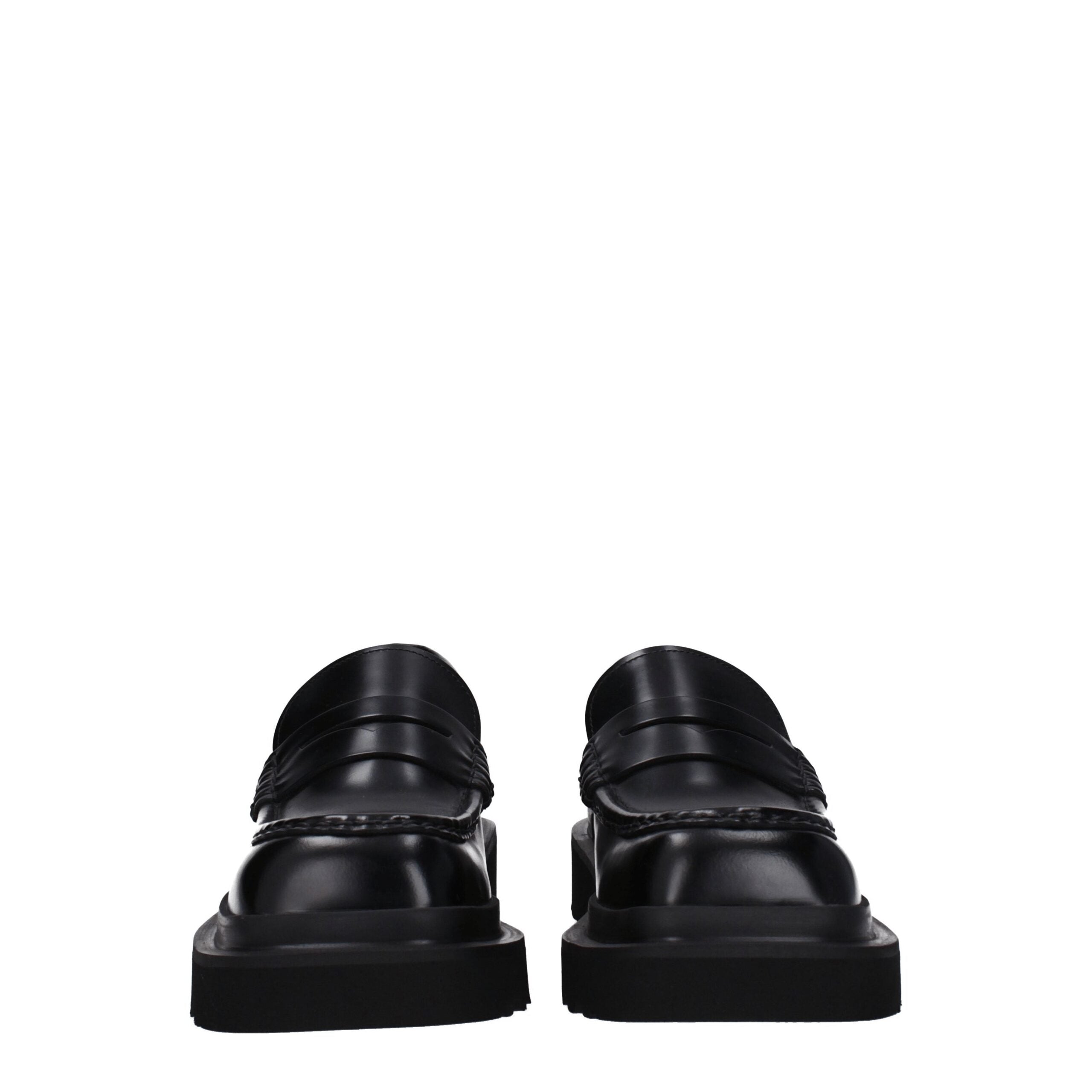 Black Leather Slip-On Loafers