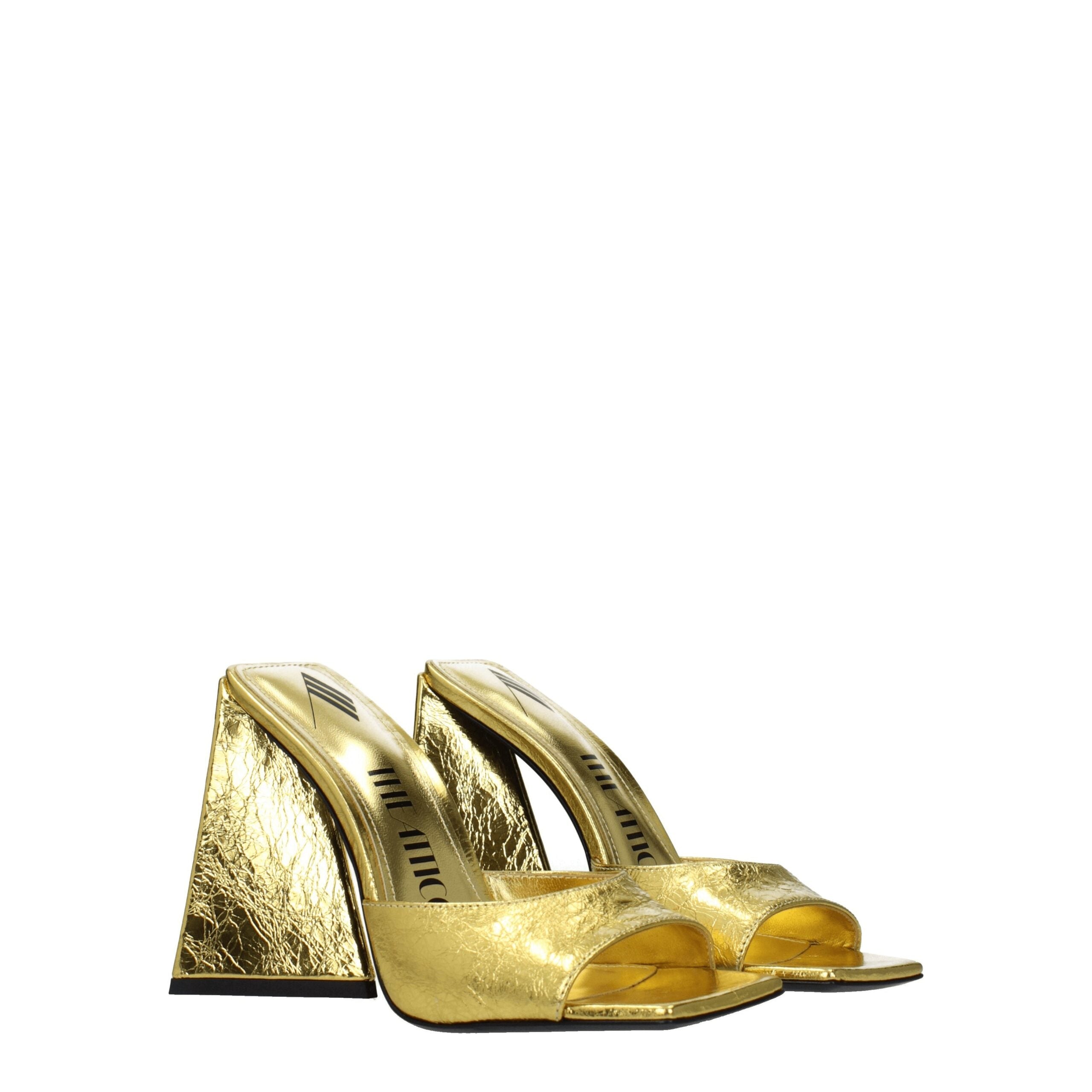 Gold Leather Platform Sandals - ventzia
