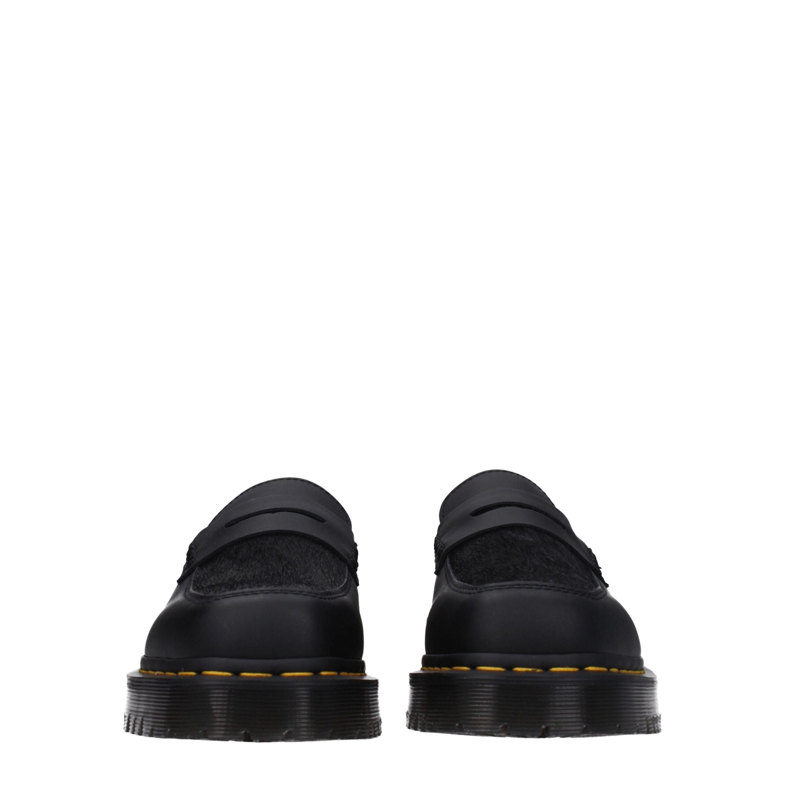 Black Leather Slip-On Loafers