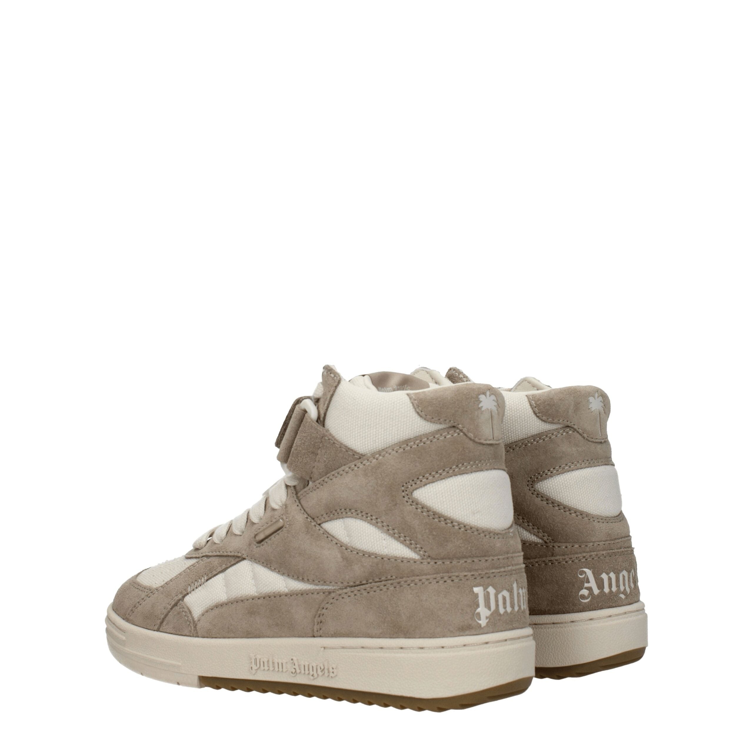 Beige Leather High Top Sneakers