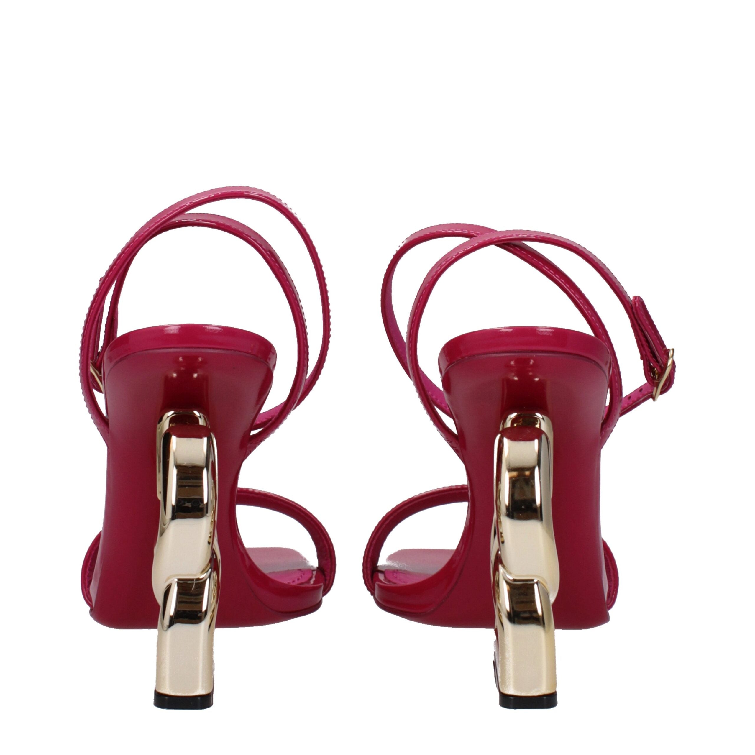 Pink Leather Stiletto Heel Sandals