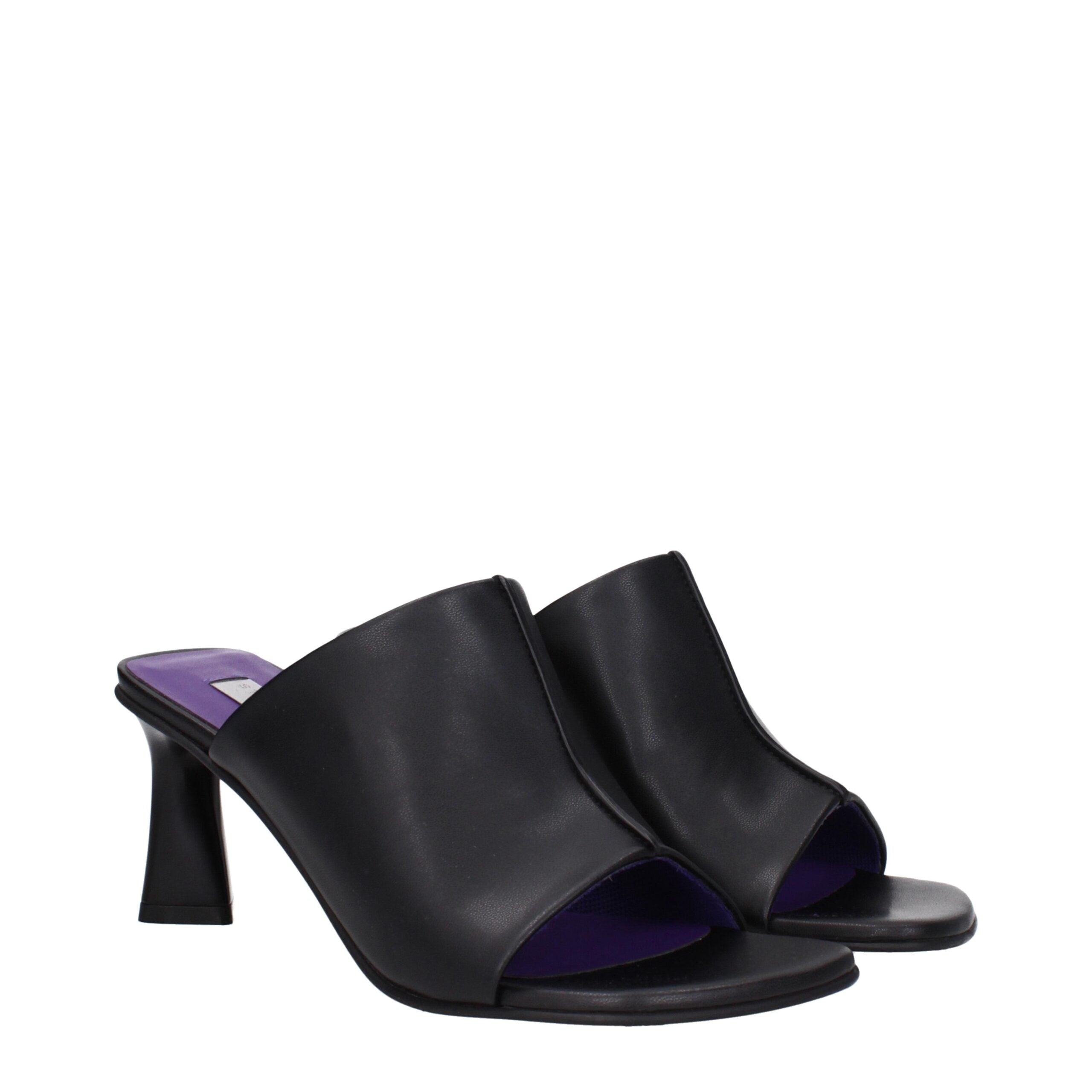 Black Leather Stiletto Heel Sandals - ventzia