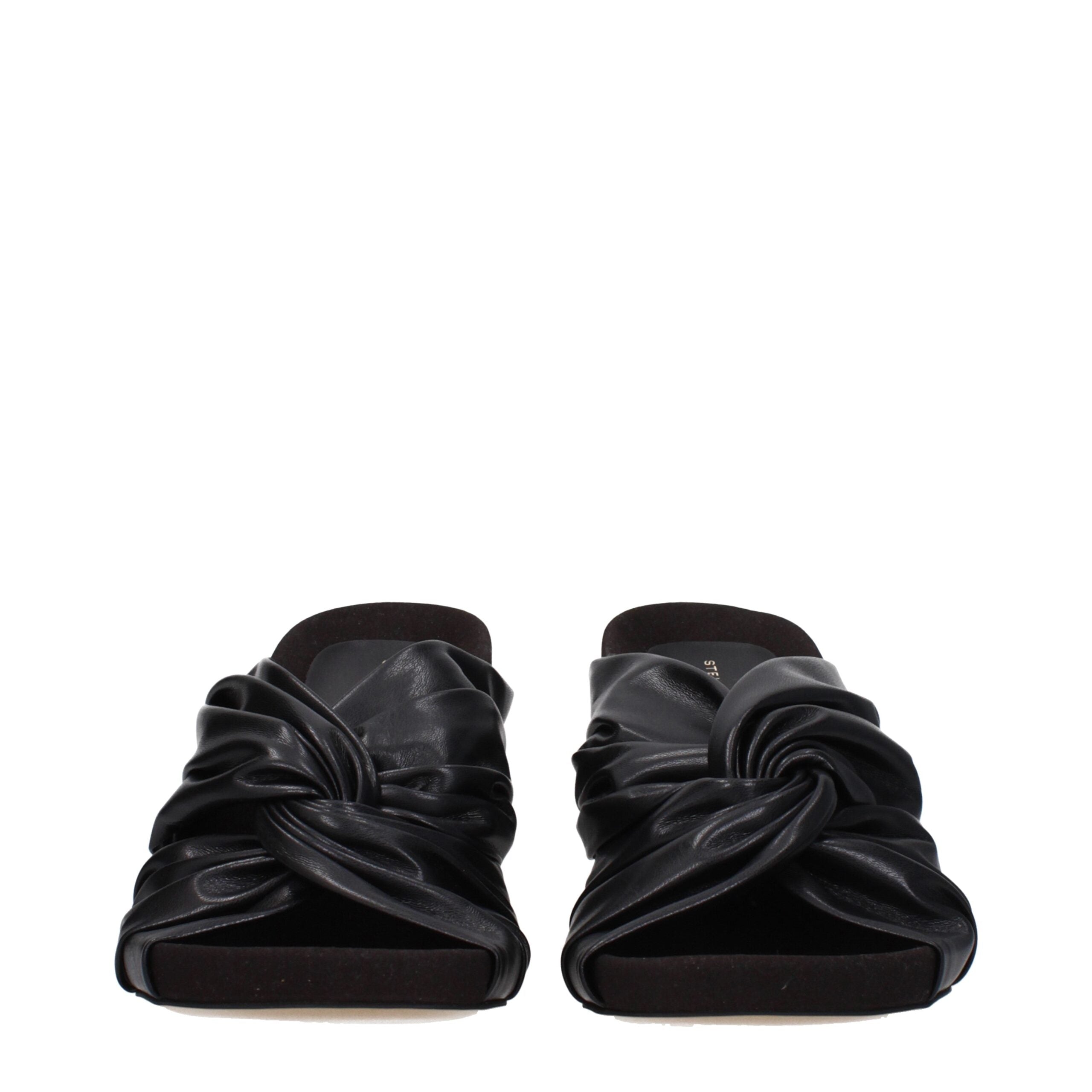 Black Leather Stiletto Heel Sandals - ventzia