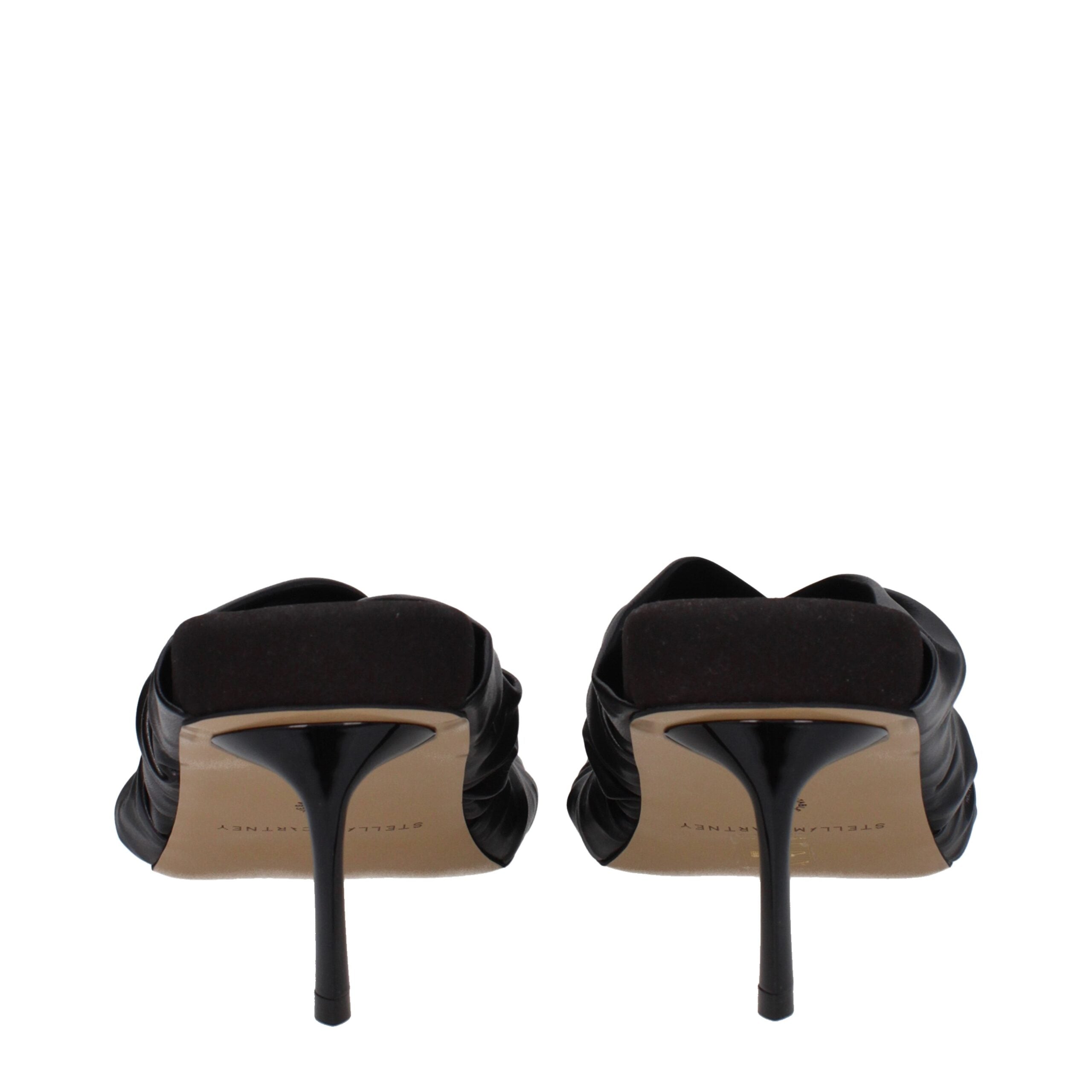 Black Leather Stiletto Heel Sandals - ventzia