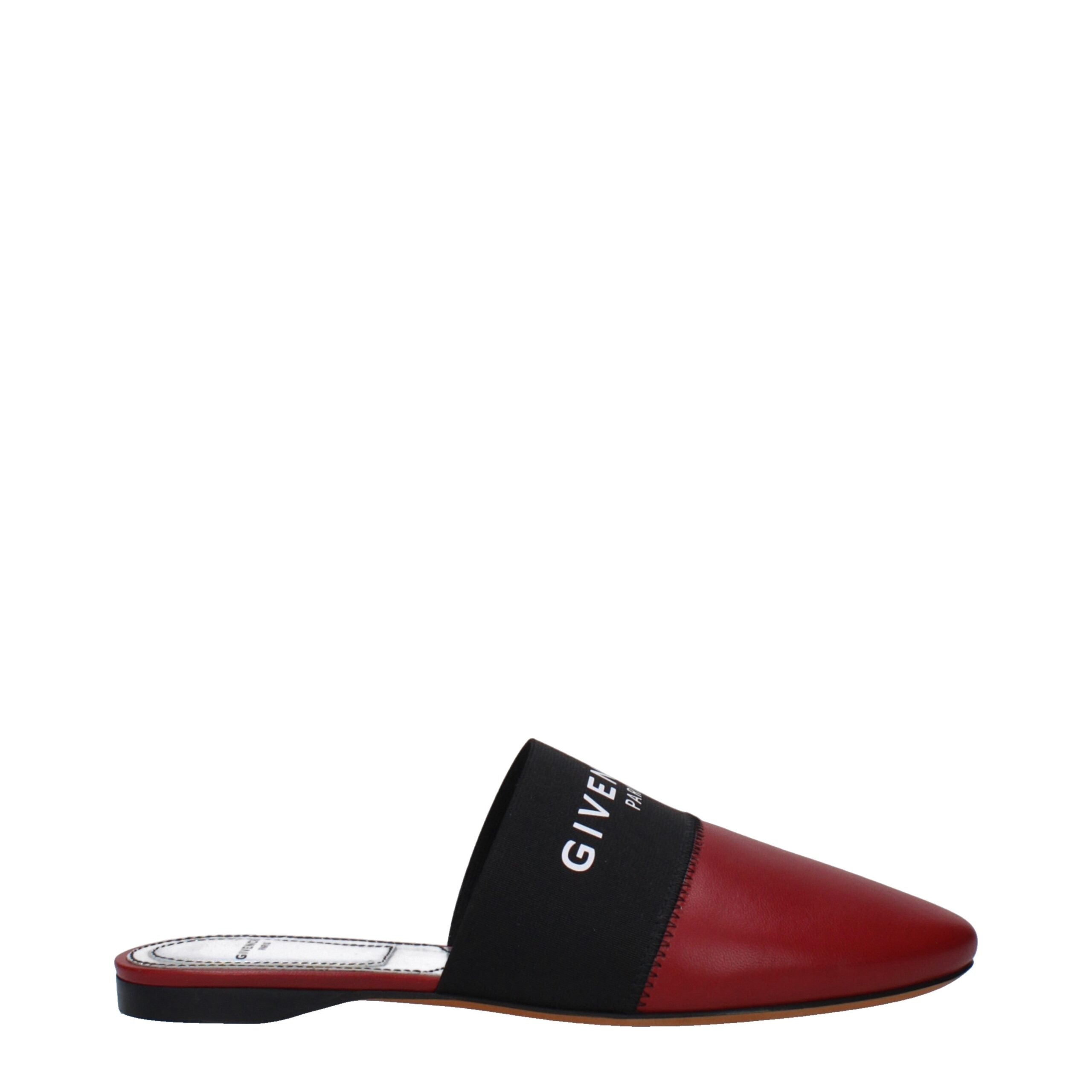 Red Leather Slippers Sandals