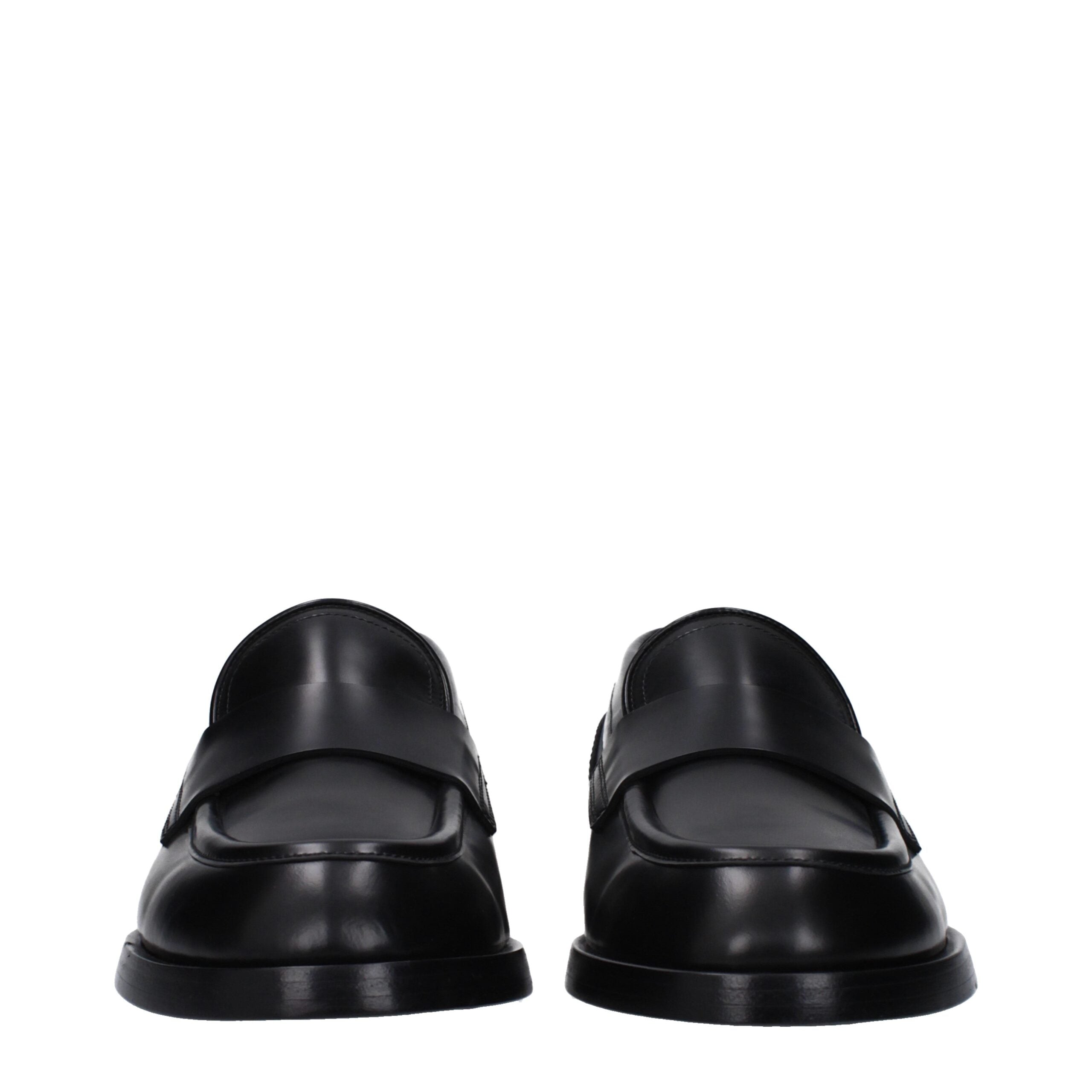 Black Leather Slip-On Loafers - ventzia