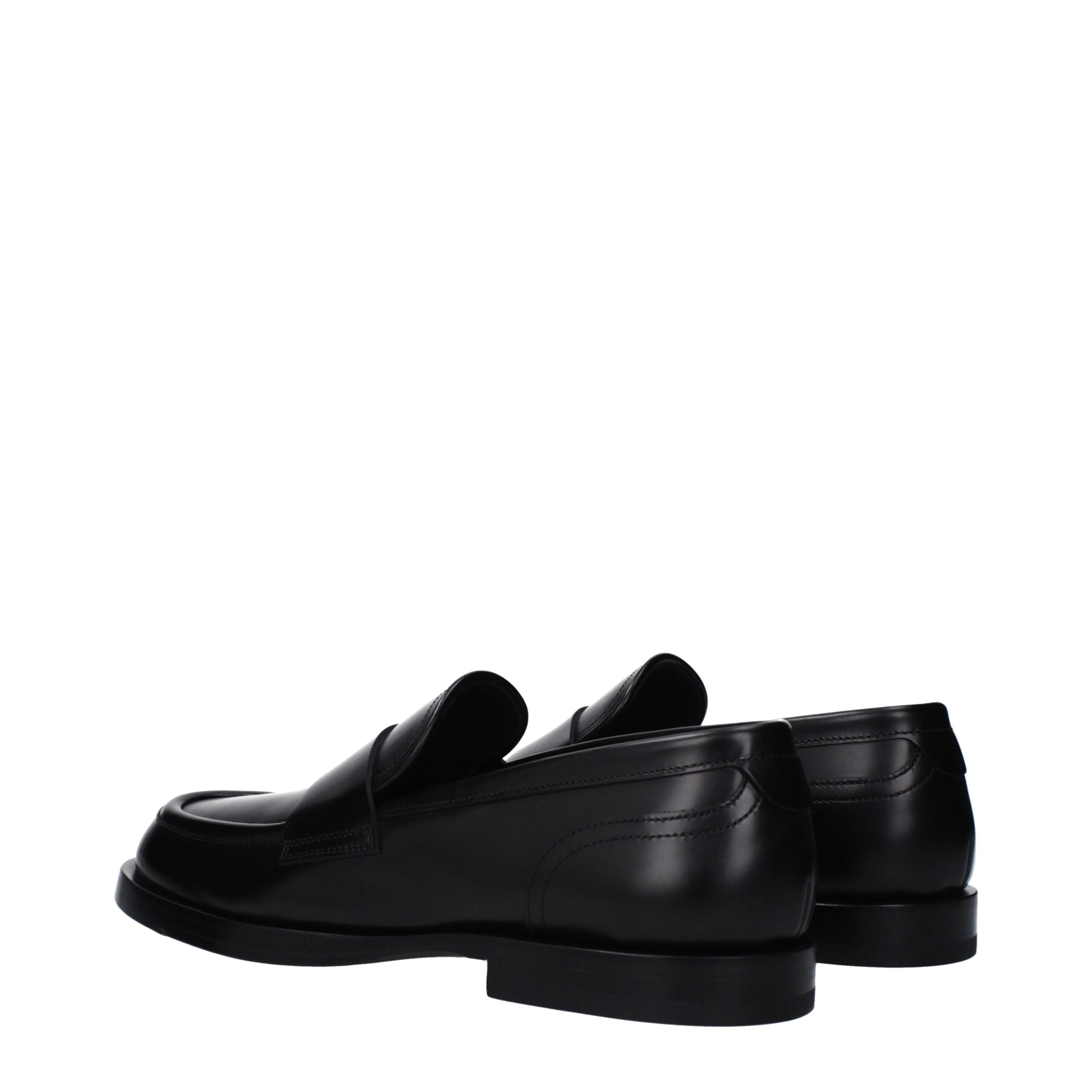 Black Leather Slip-On Loafers - ventzia