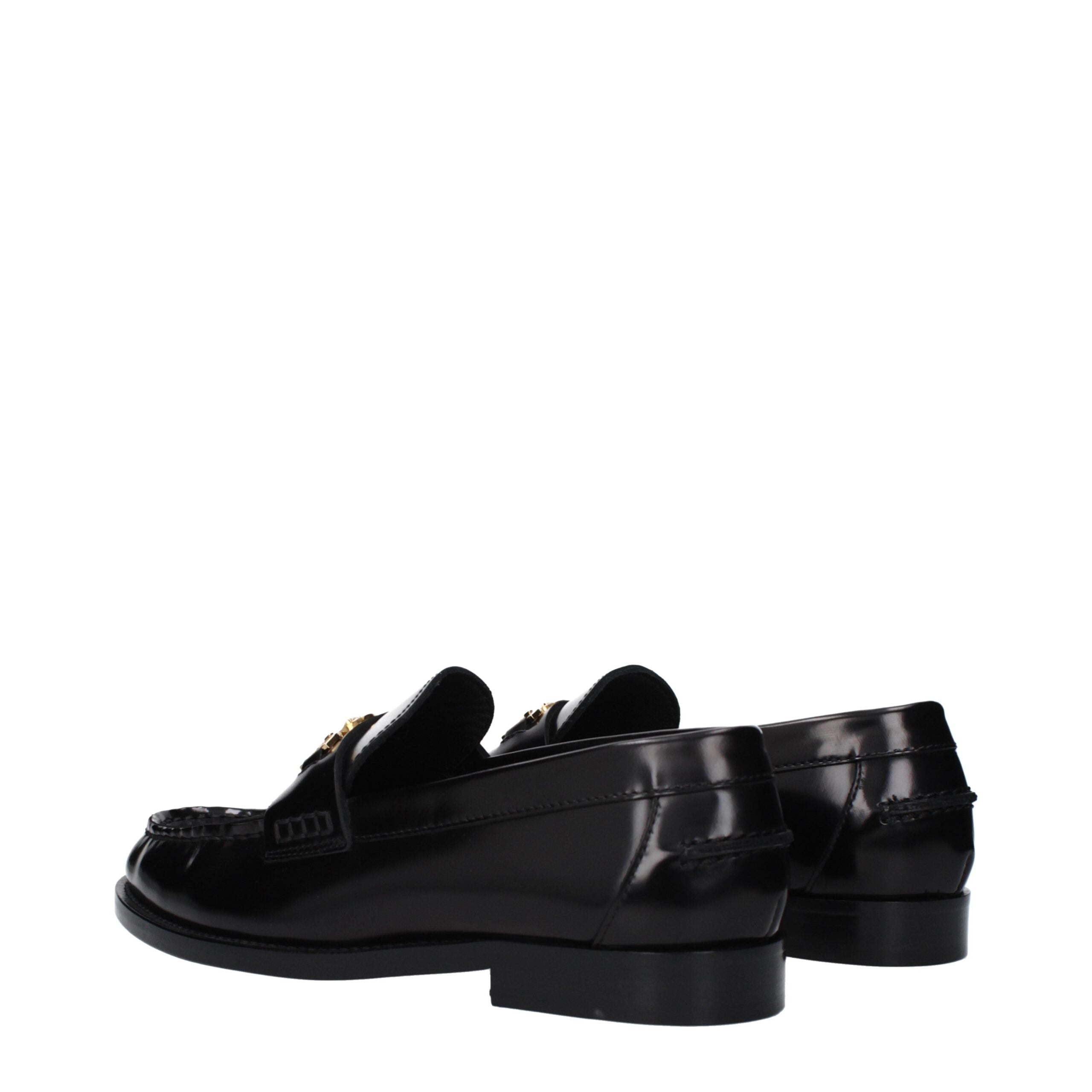Black Leather Slip-On Loafers - ventzia