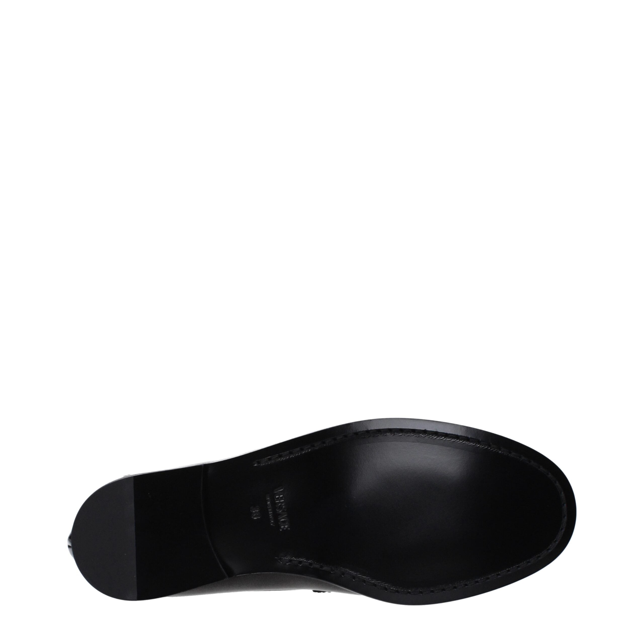 Black Leather Slip-On Loafers - ventzia