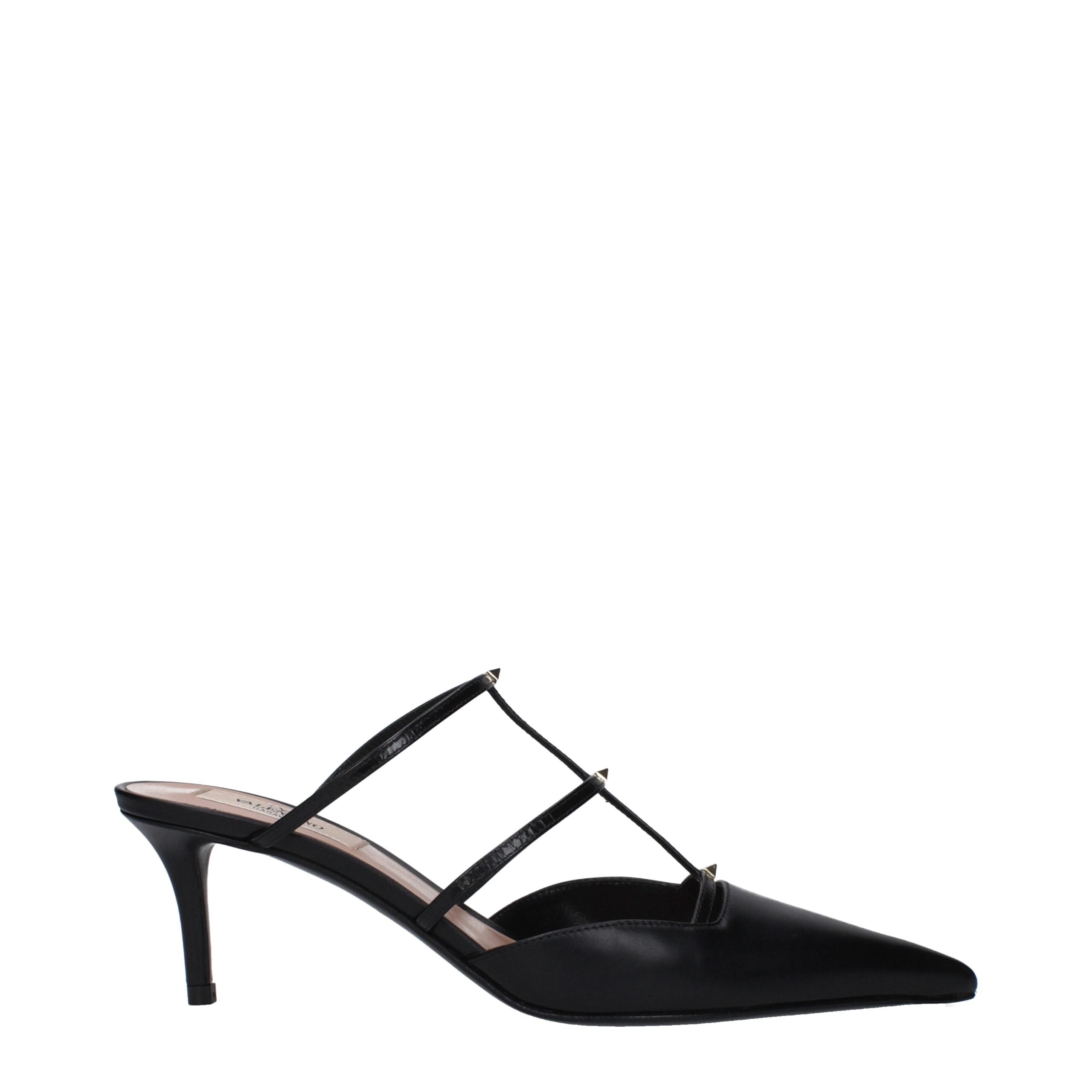 Black Leather Flat Sandals - ventzia