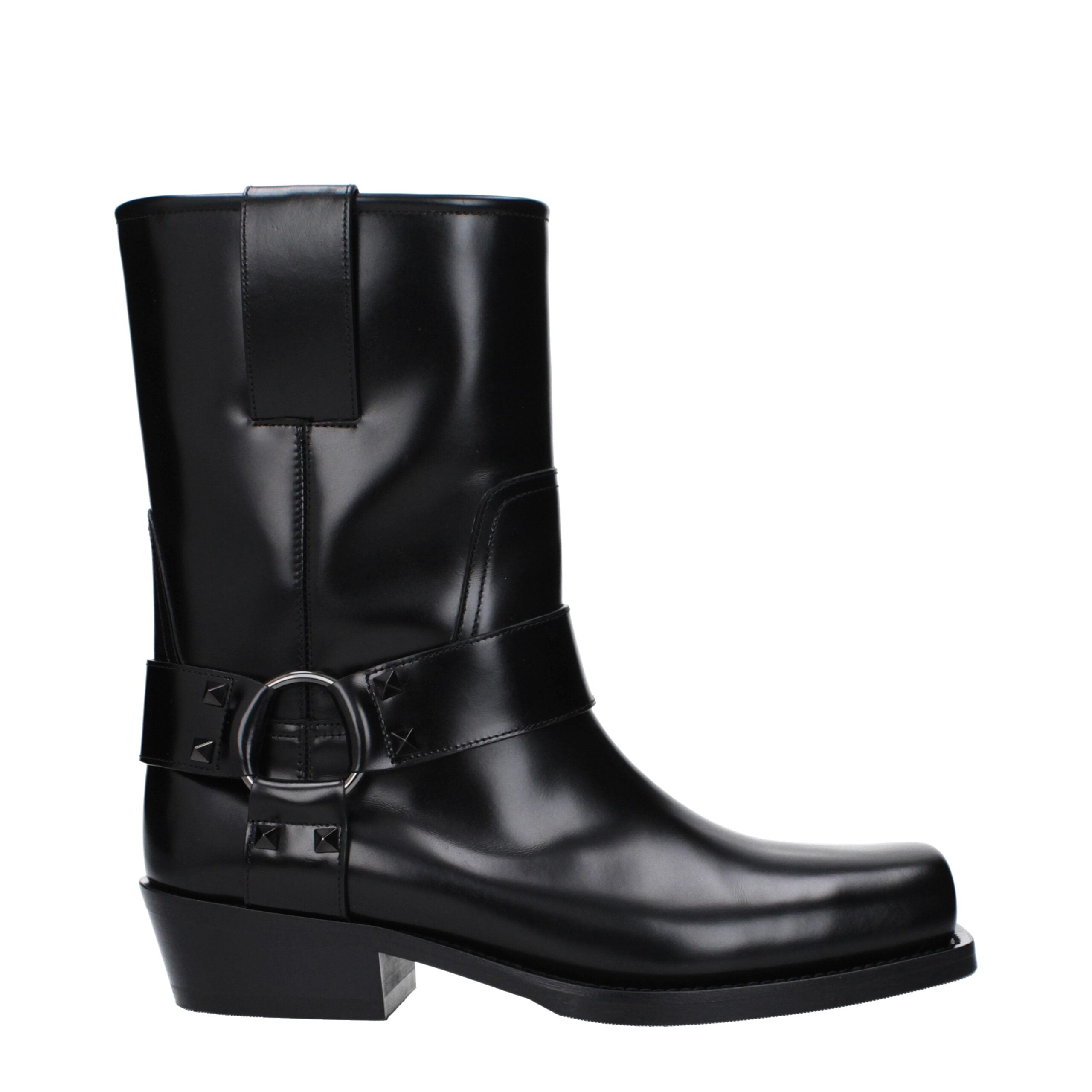 Black Leather Ankle Boots - ventzia