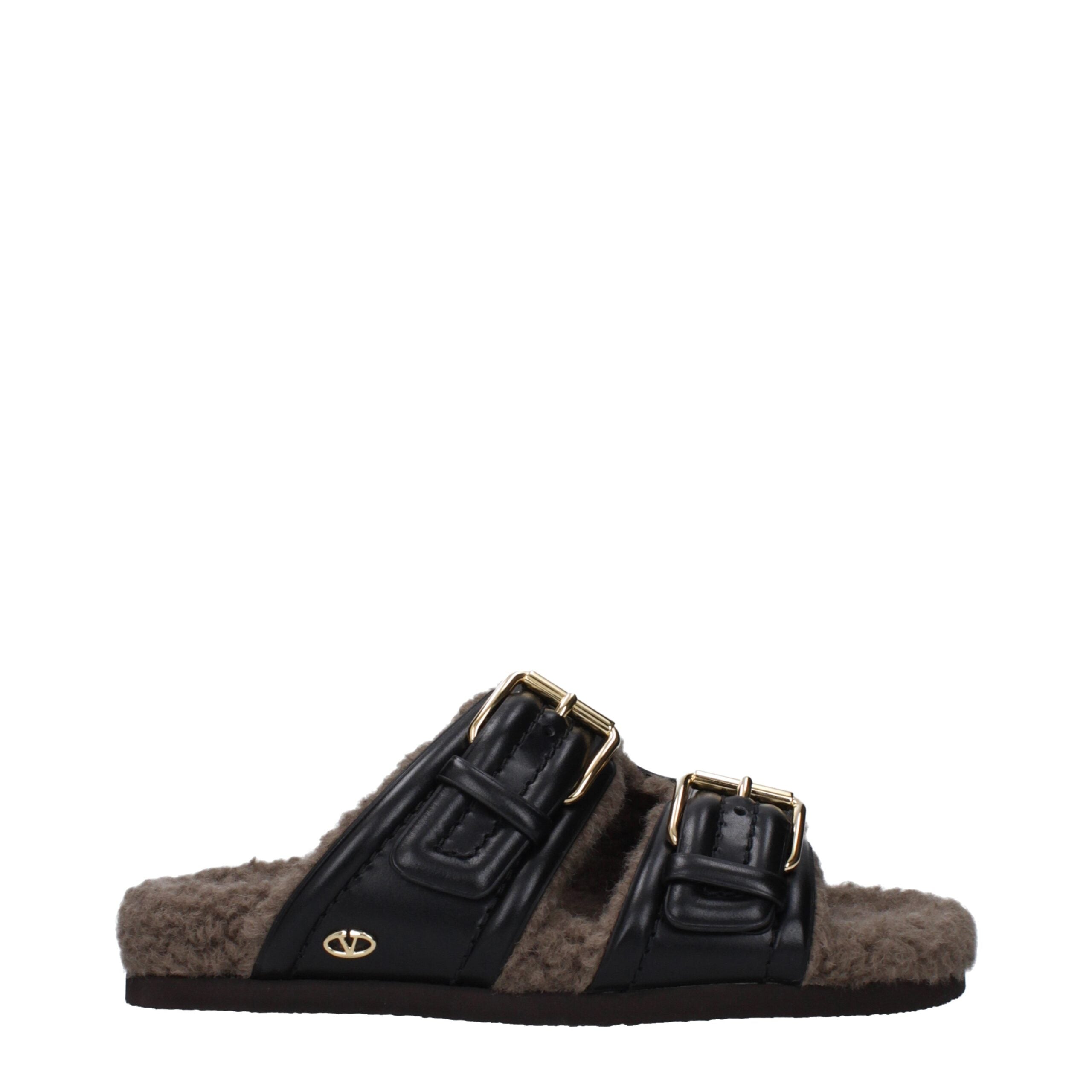 Black Leather Slippers - ventzia
