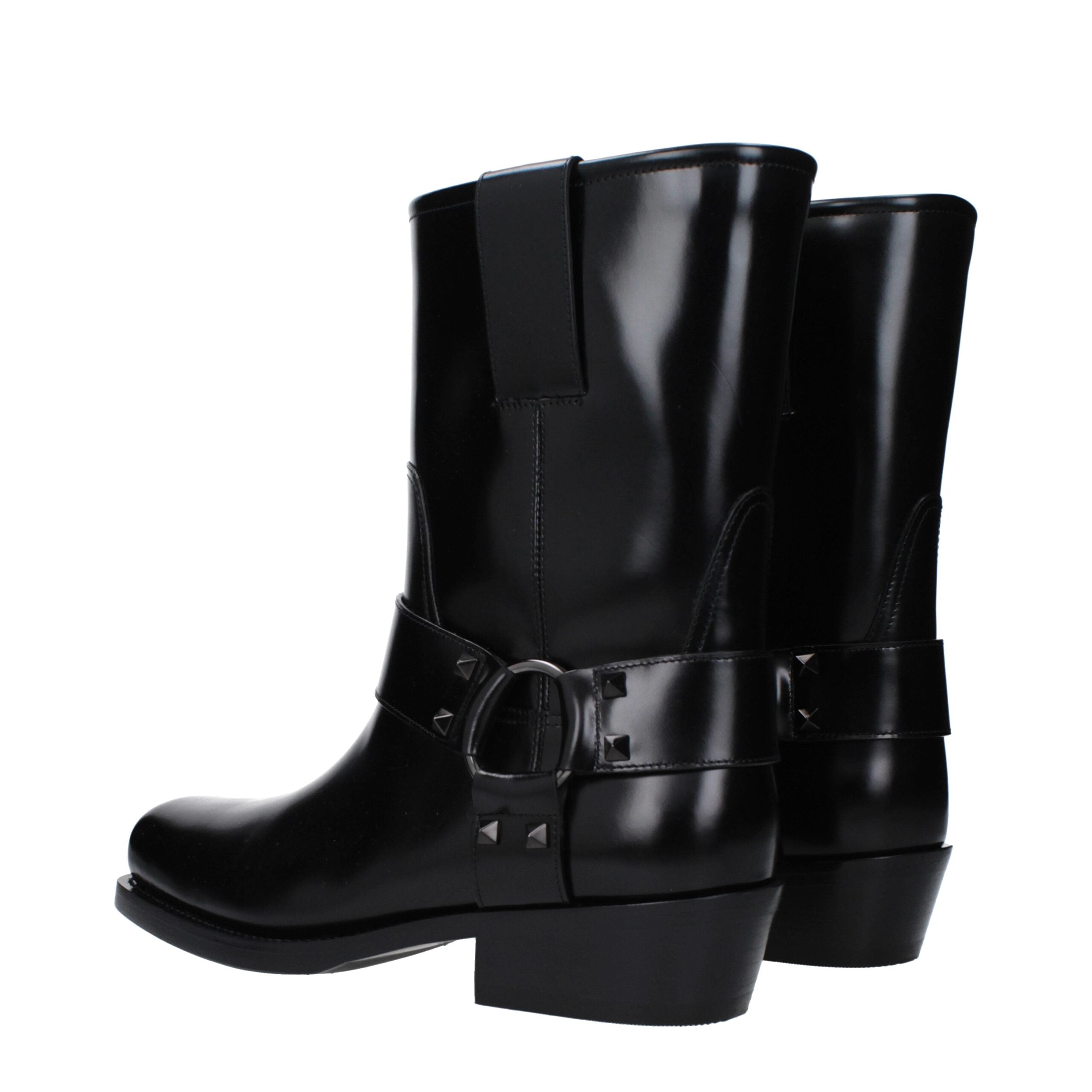 Black Leather Ankle Boots - ventzia