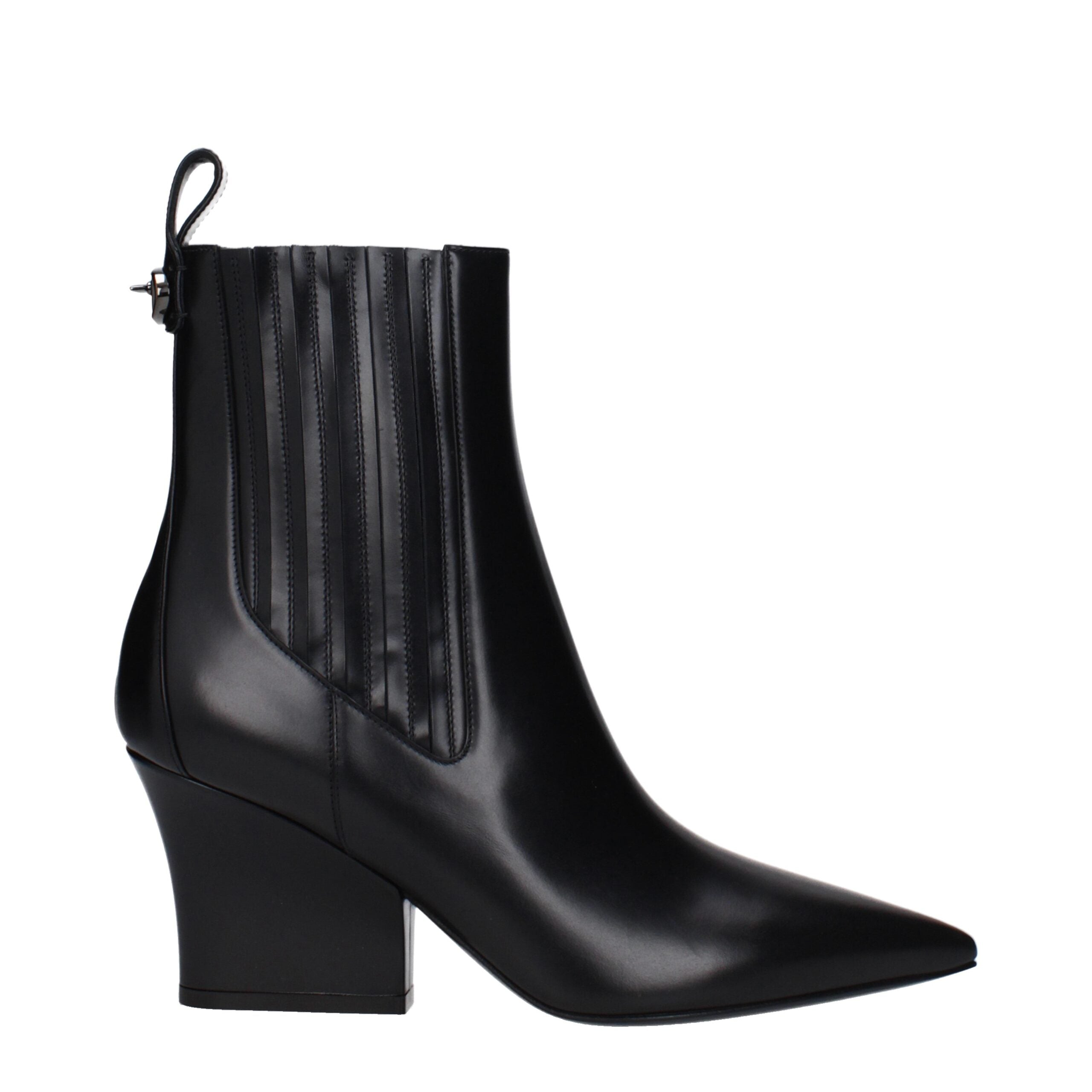 Black Leather Ankle Boots - ventzia