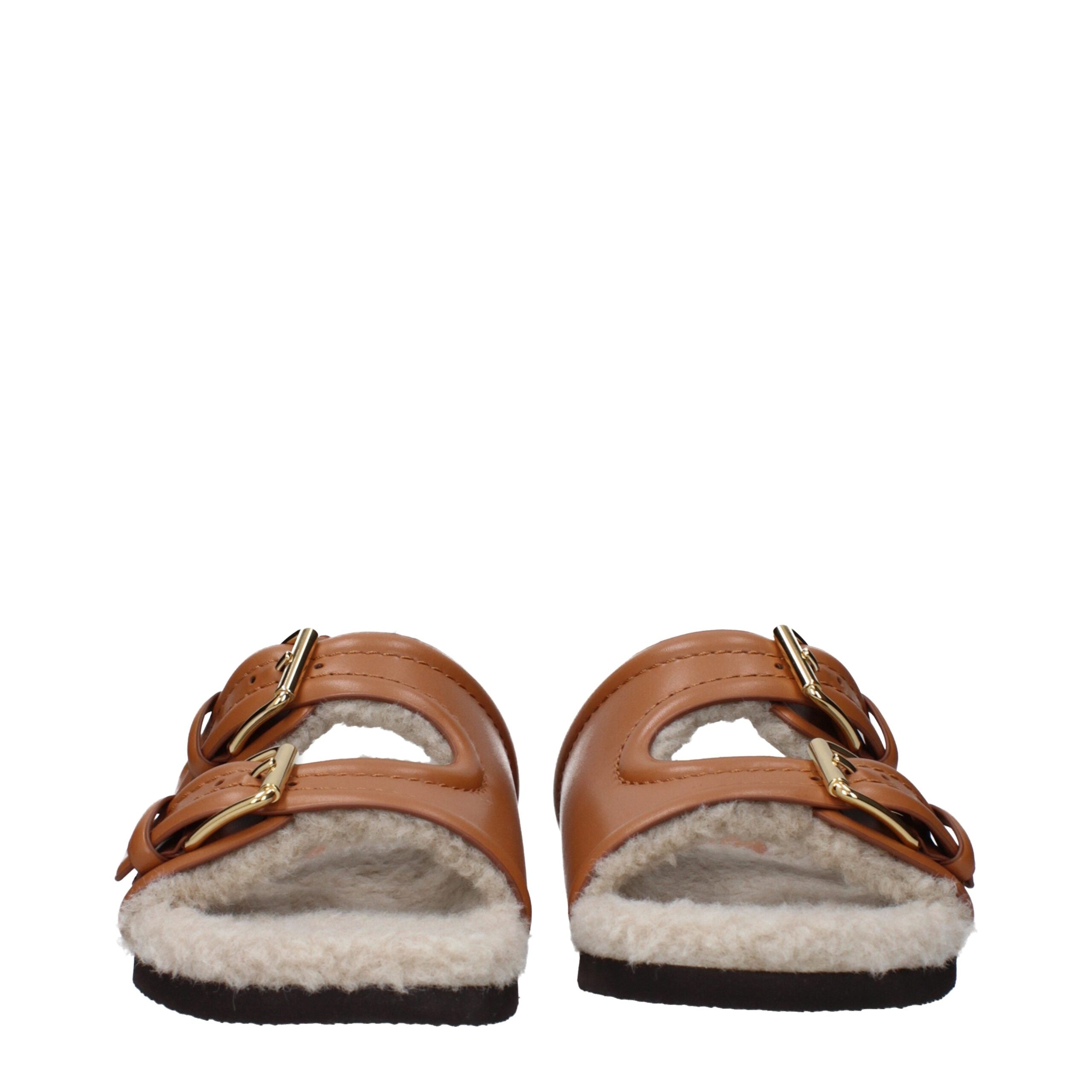 Brown Leather Slippers - ventzia