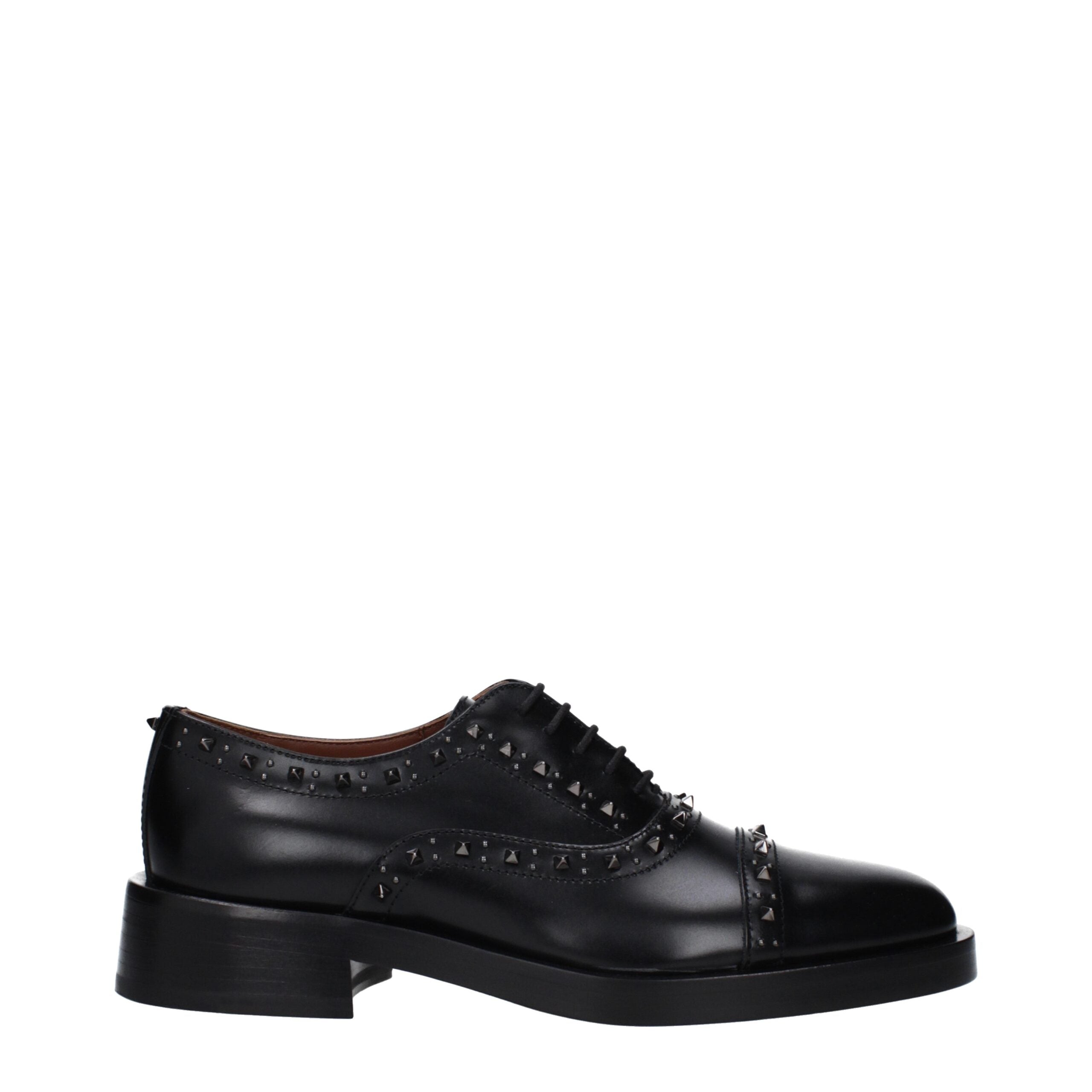 Black Leather Oxfords And Derbies - ventzia