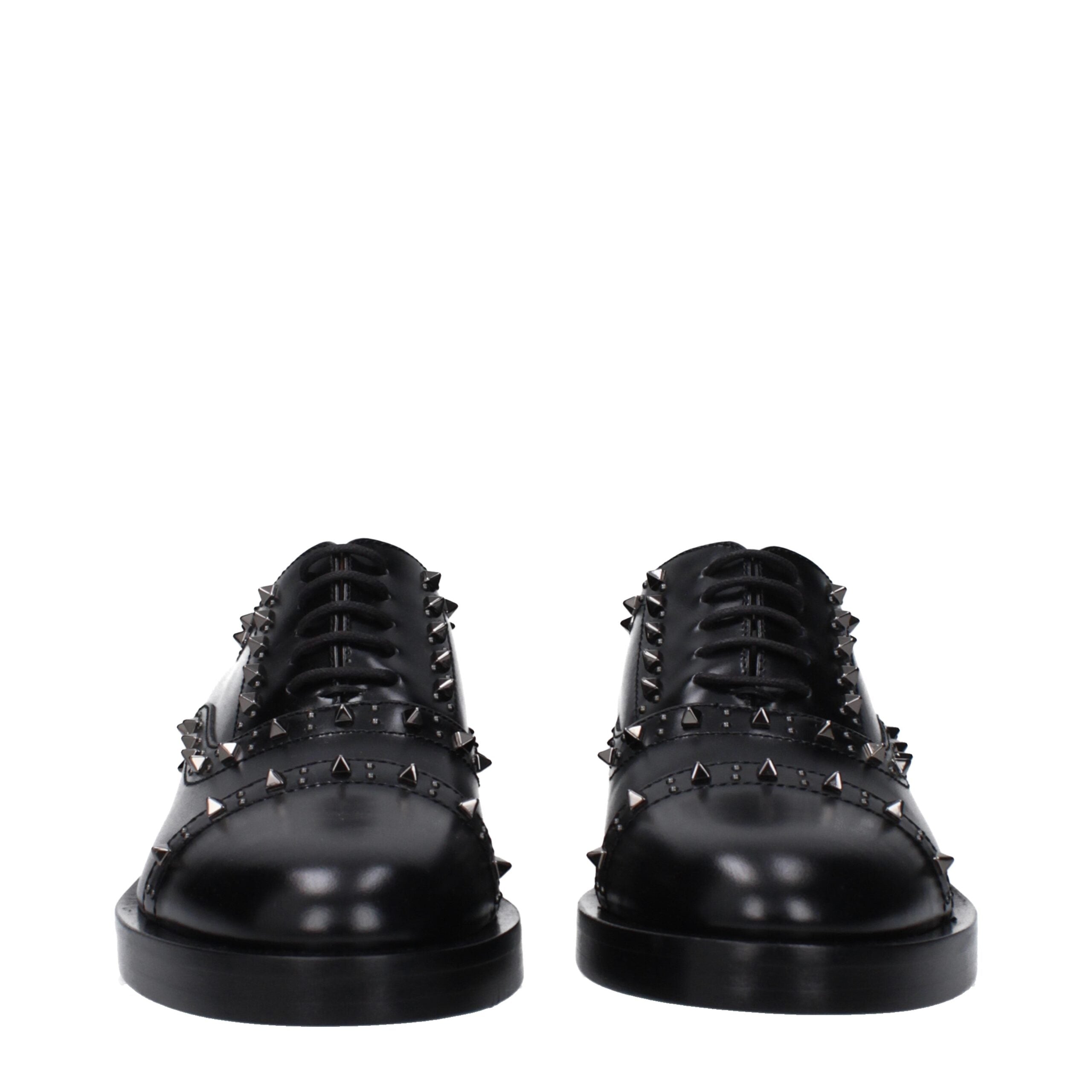 Black Leather Oxfords And Derbies - ventzia