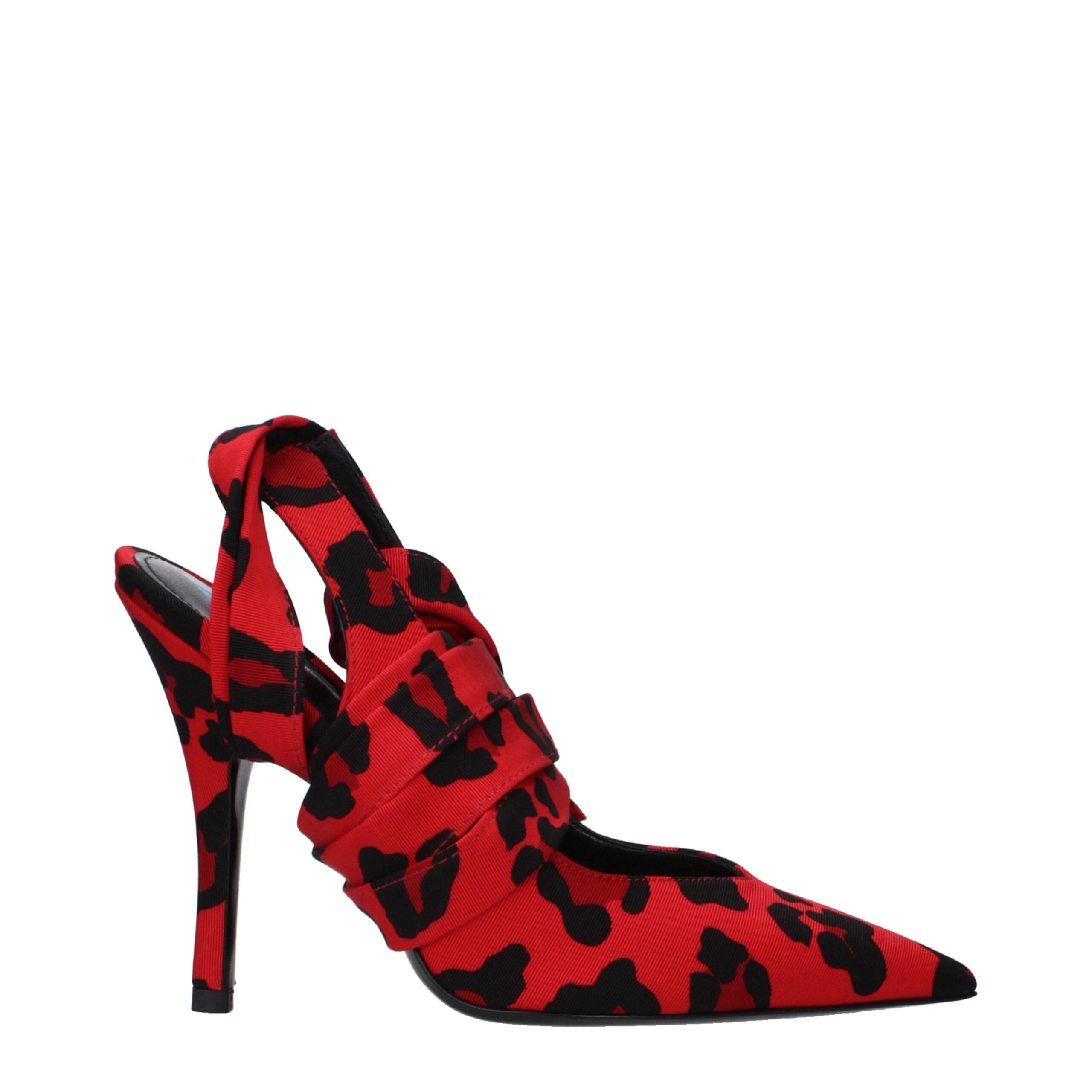 Red Fabric High Heel Pumps - ventzia