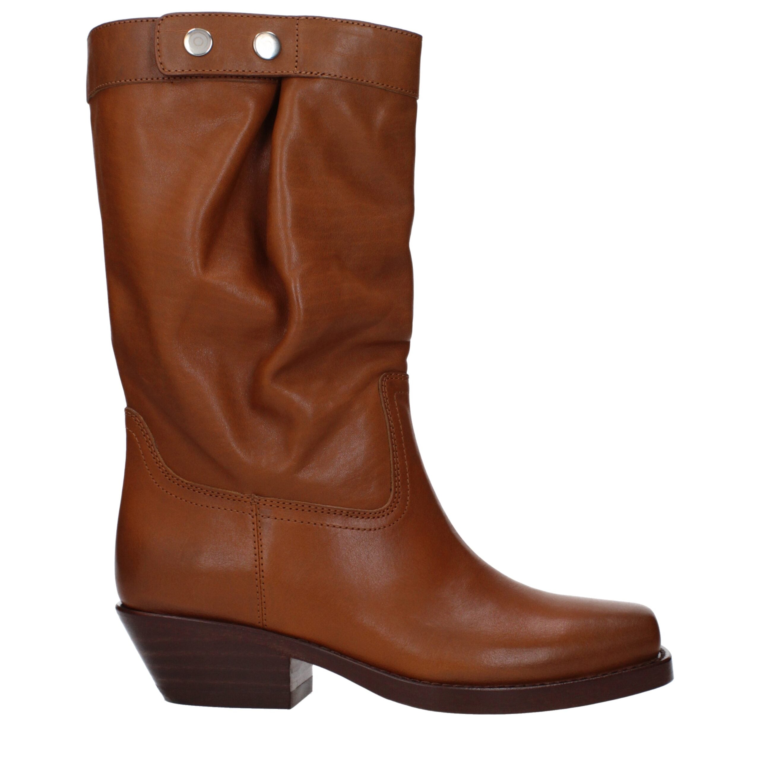 Brown Leather Ankle Boots - ventzia