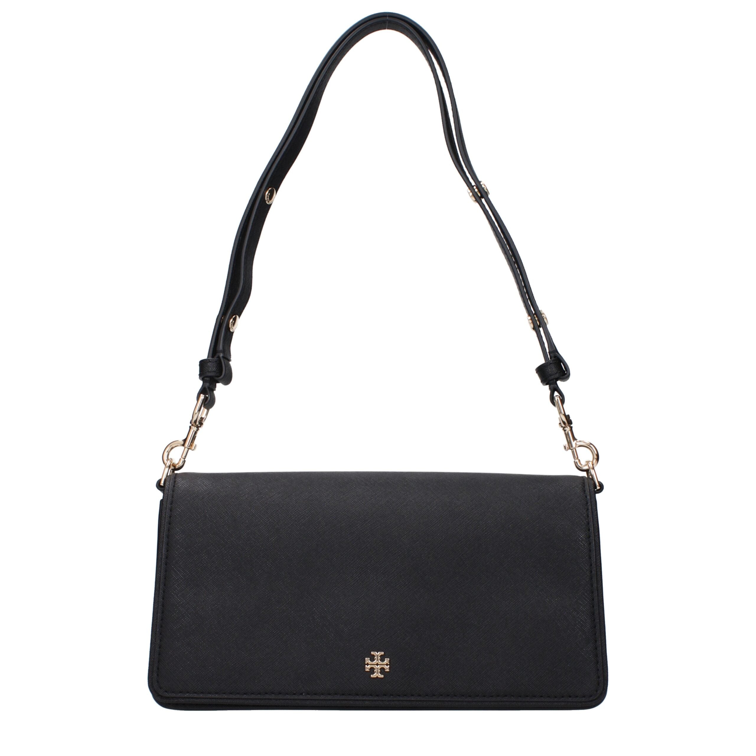 Black Leather Shoulder Bag - ventzia