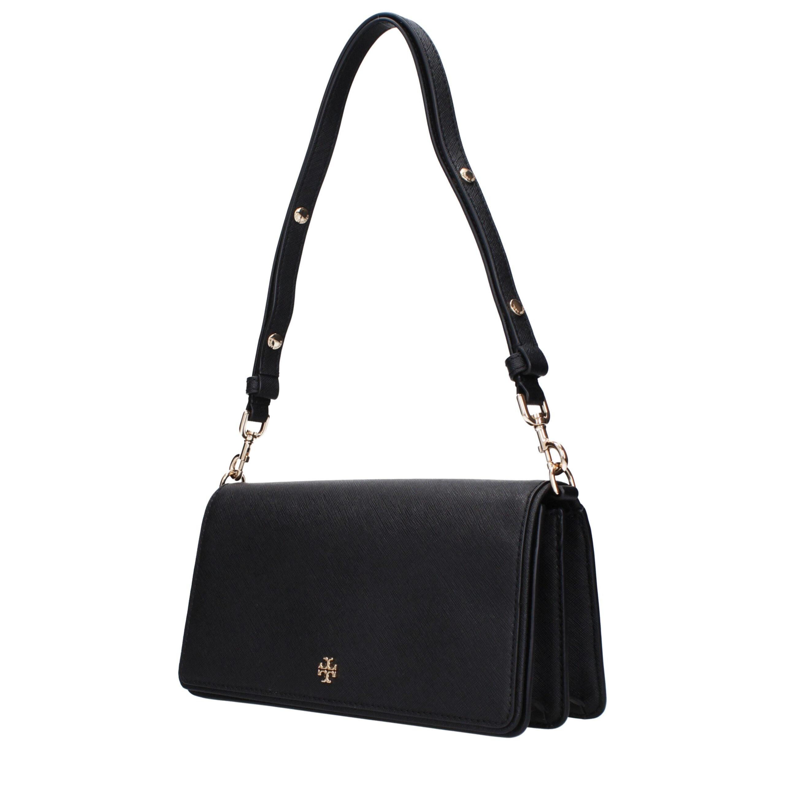 Black Leather Shoulder Bag - ventzia