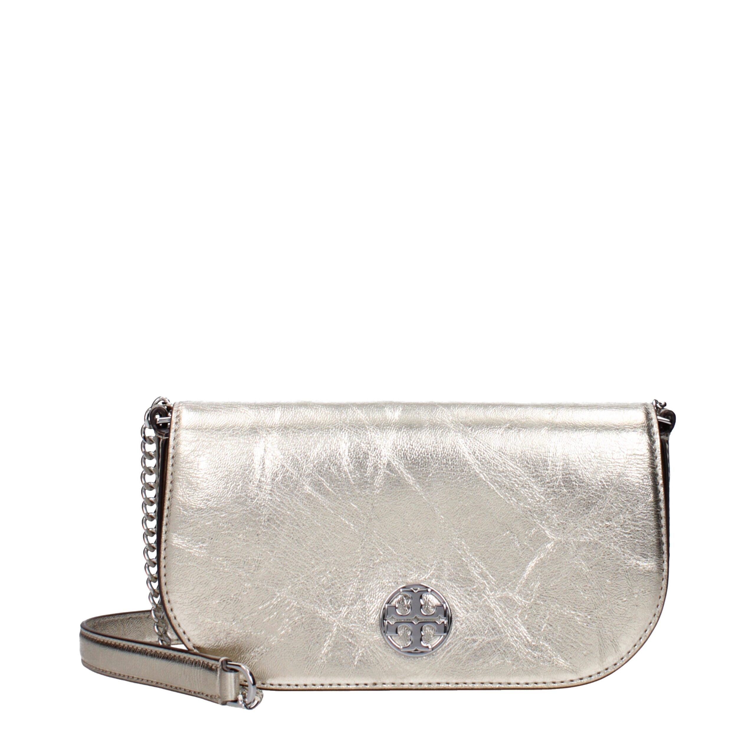 Gold Leather Crossbody Bag - ventzia