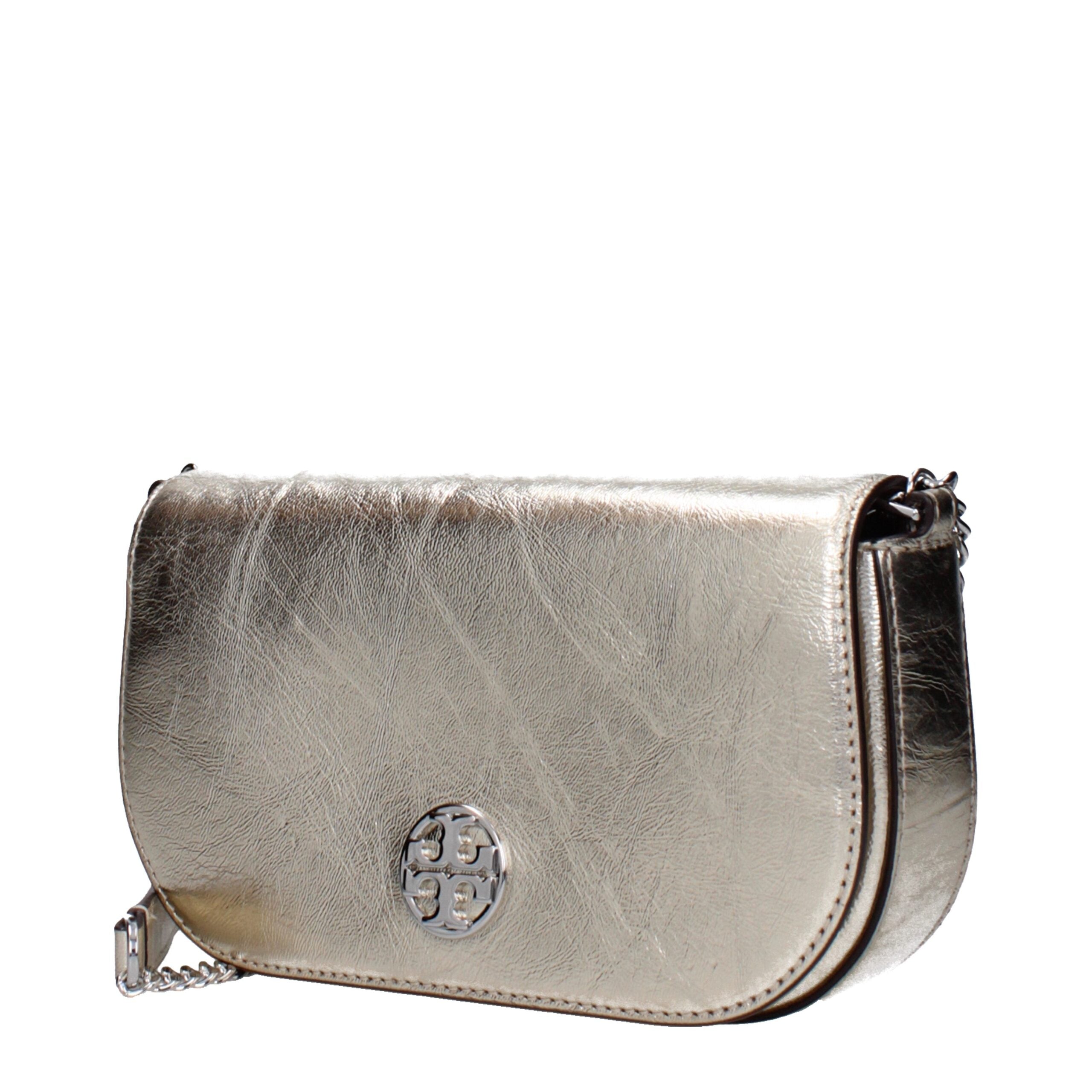 Gold Leather Crossbody Bag - ventzia