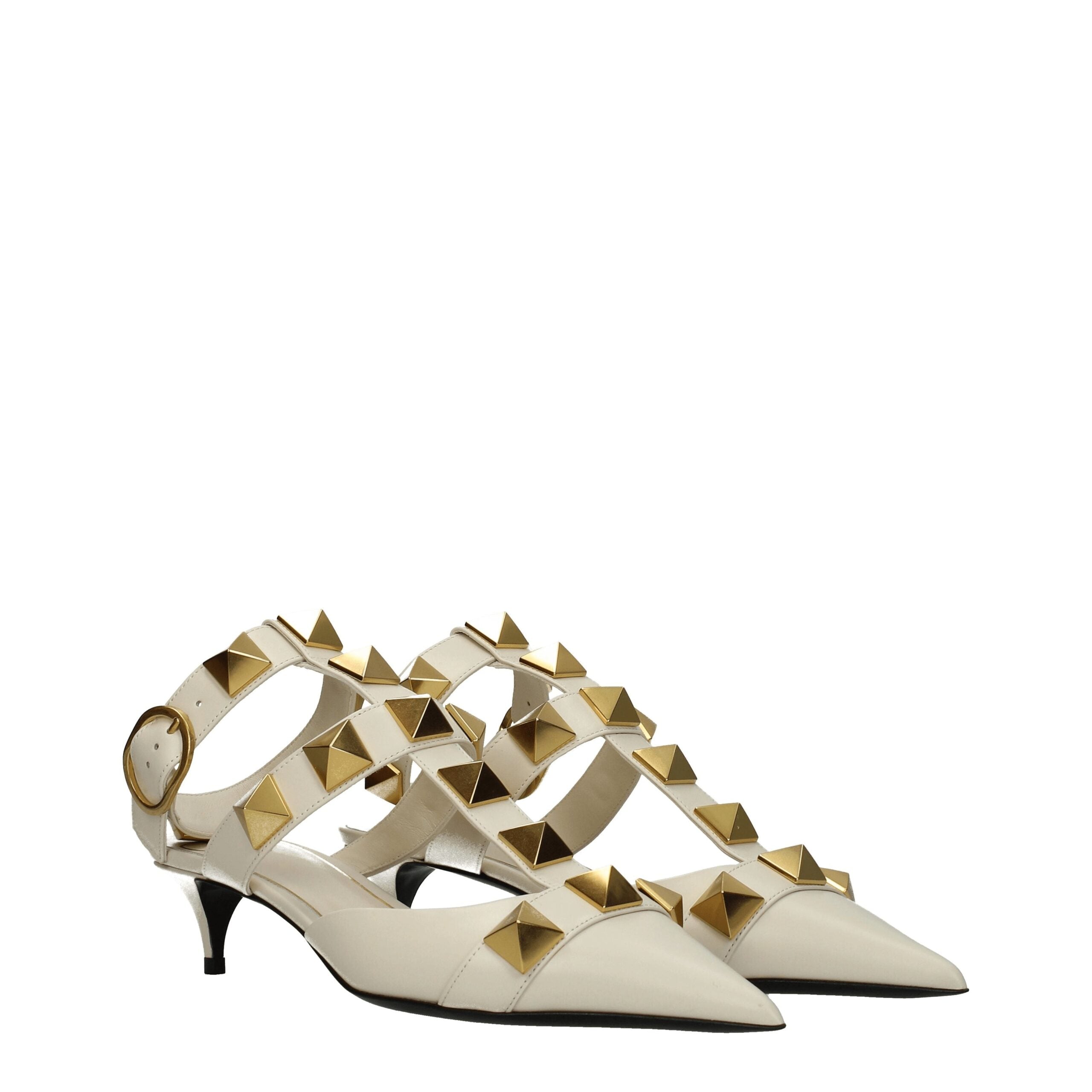 Beige Leather Stiletto Heels Sandals - ventzia