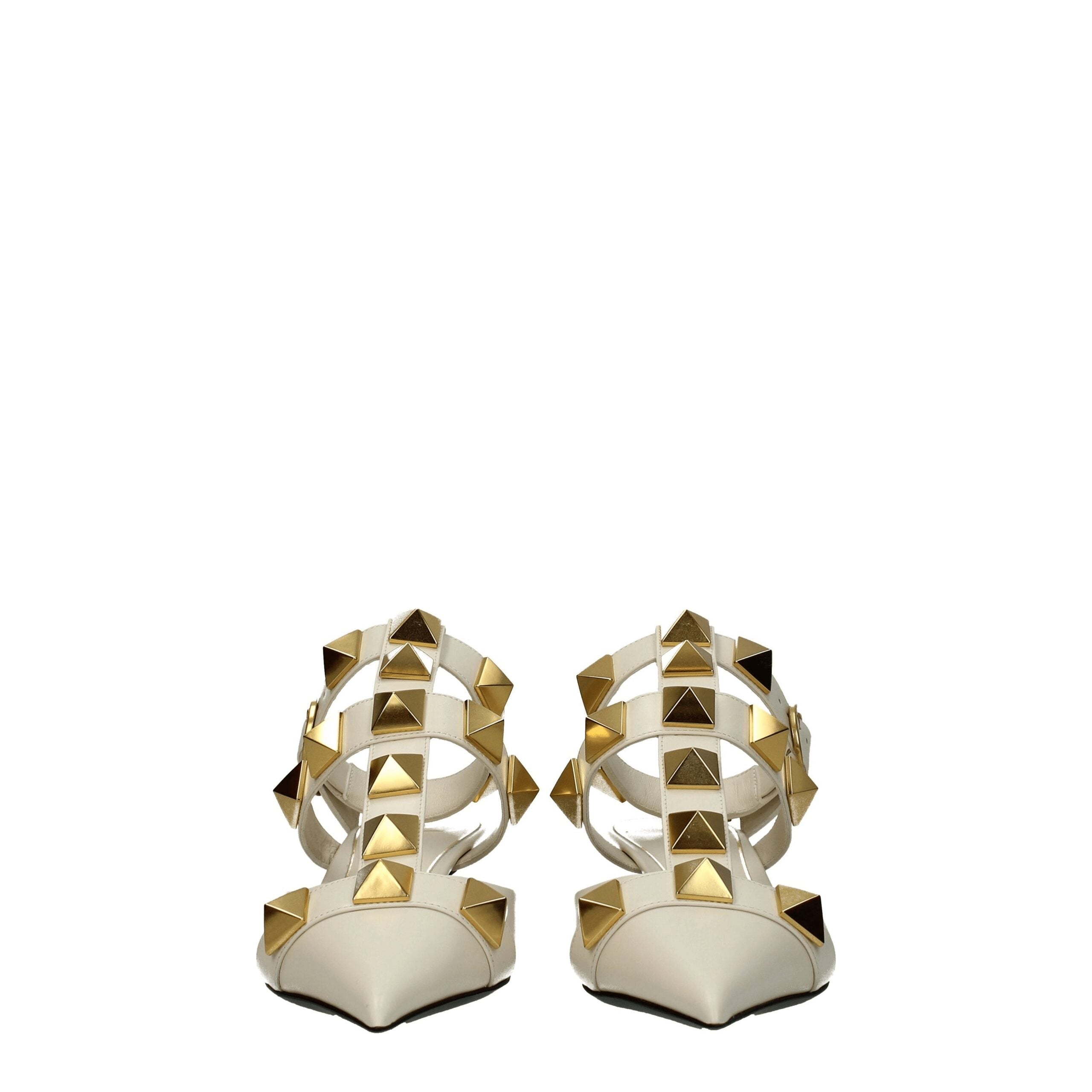 Beige Leather Stiletto Heels Sandals - ventzia