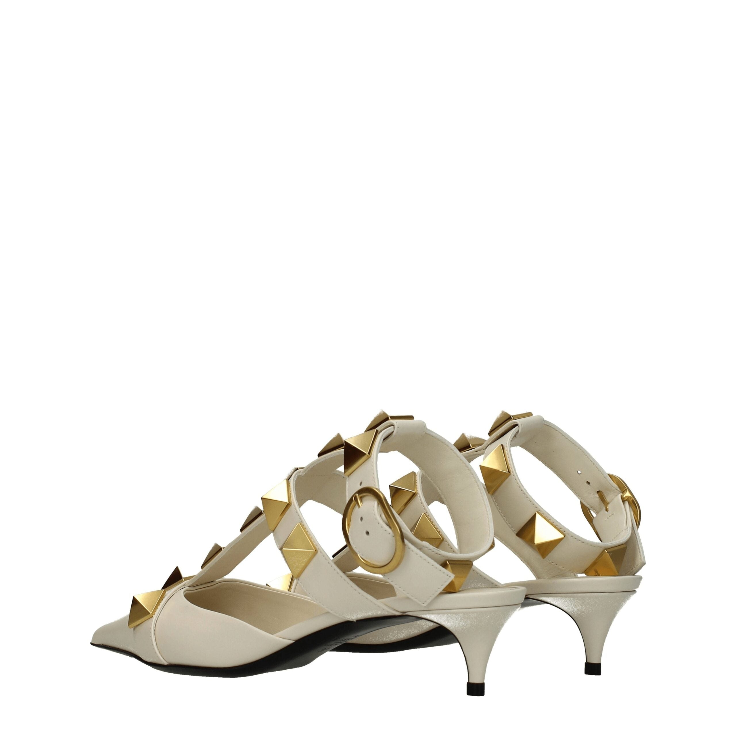 Beige Leather Stiletto Heels Sandals - ventzia