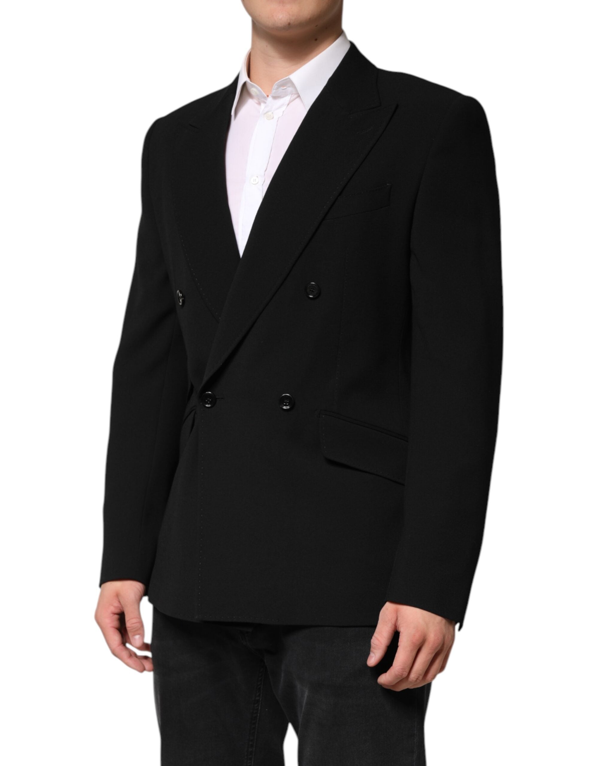 Black SICILIA Double Breasted Coat Blazer - ventzia