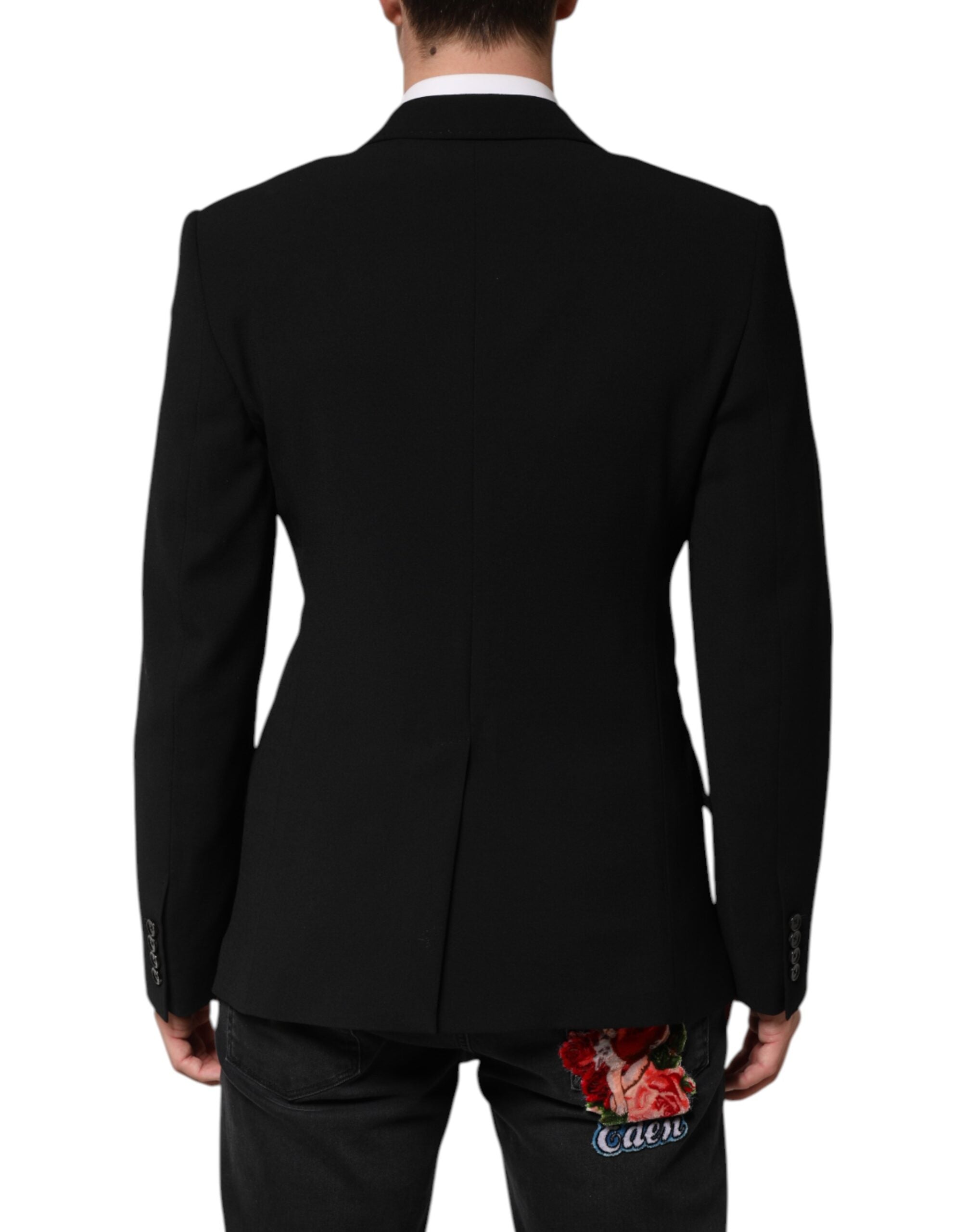 Black SICILIA Double Breasted Coat Blazer - ventzia
