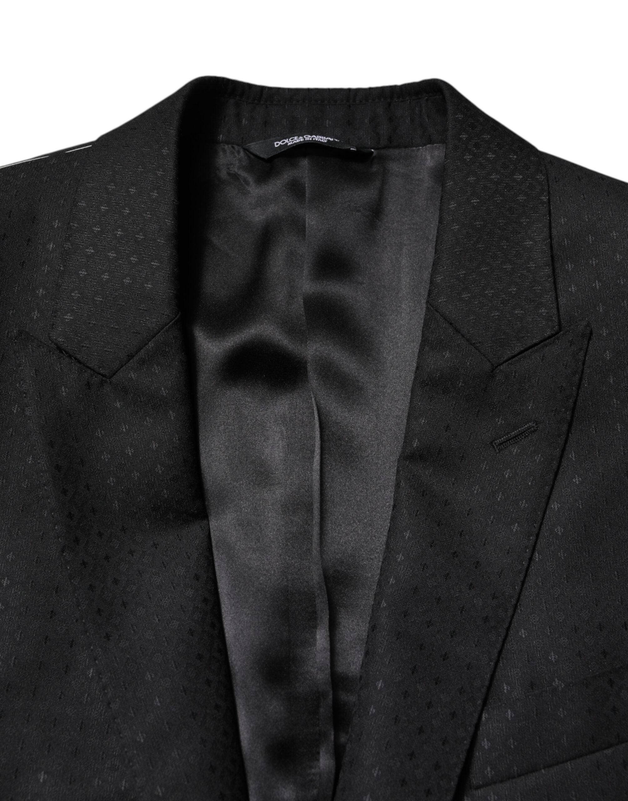 Black Jacquard Single Breasted 2 Piece Suit - ventzia