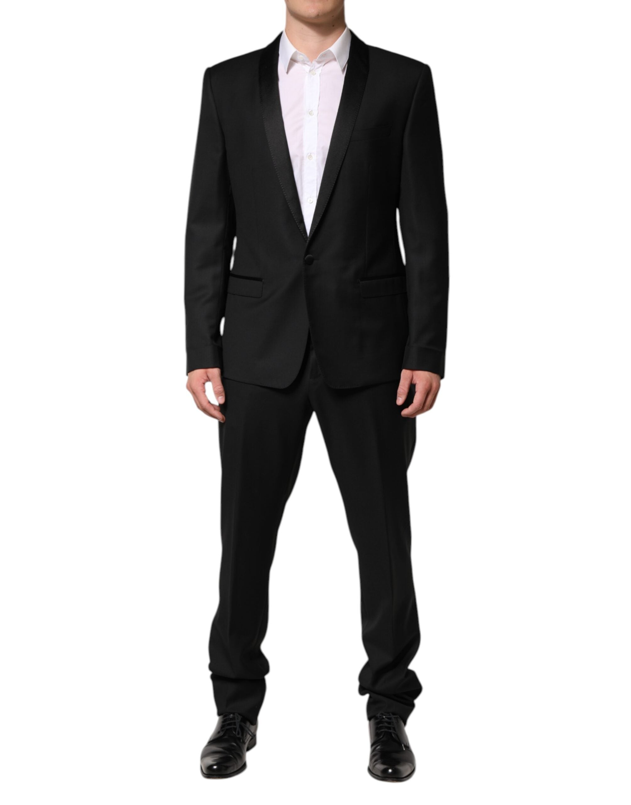 Black Wool Men Single Breasted 2 Piece Suit - ventzia