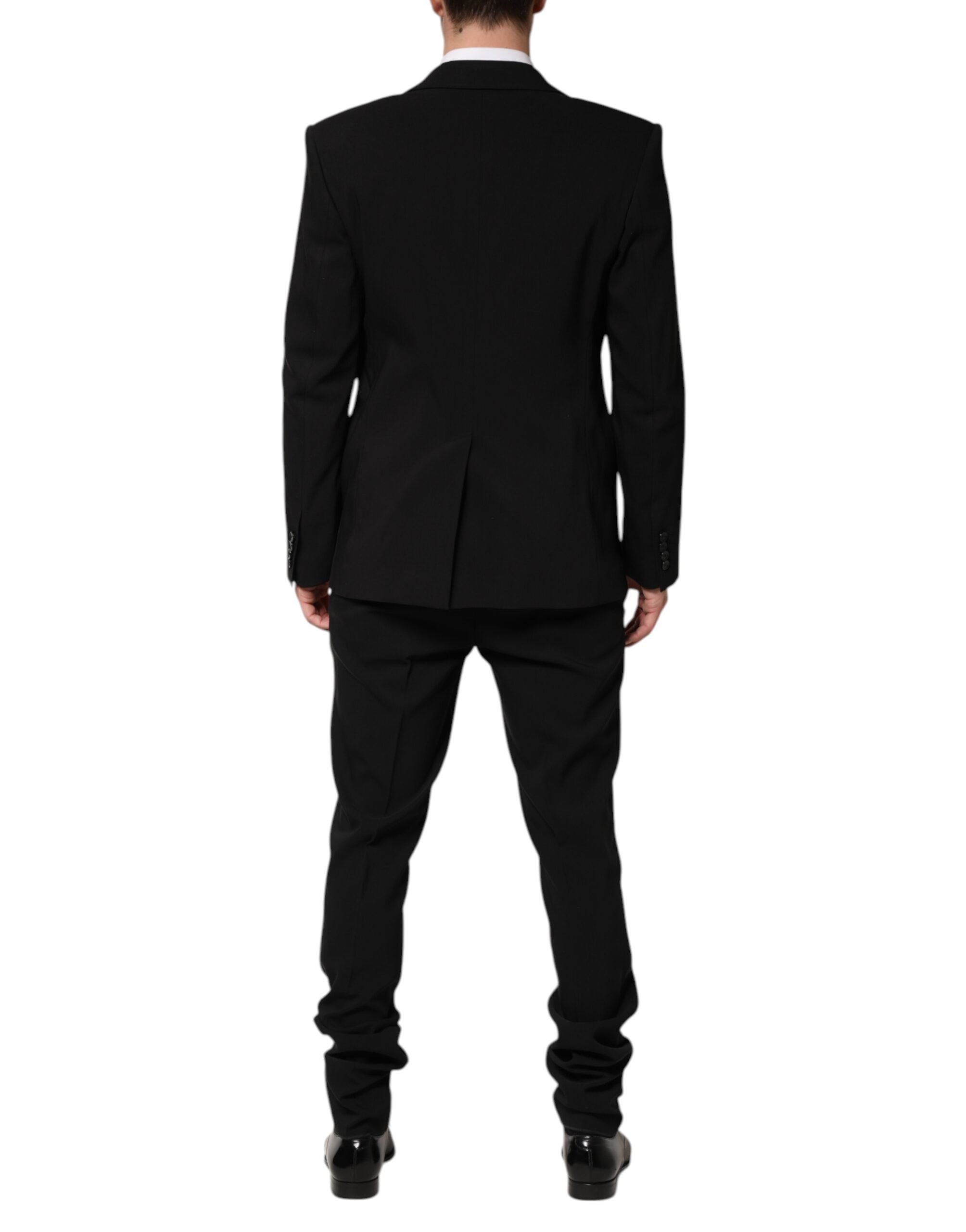 Black Cotton Single Breasted 2 Piece Suit - ventzia