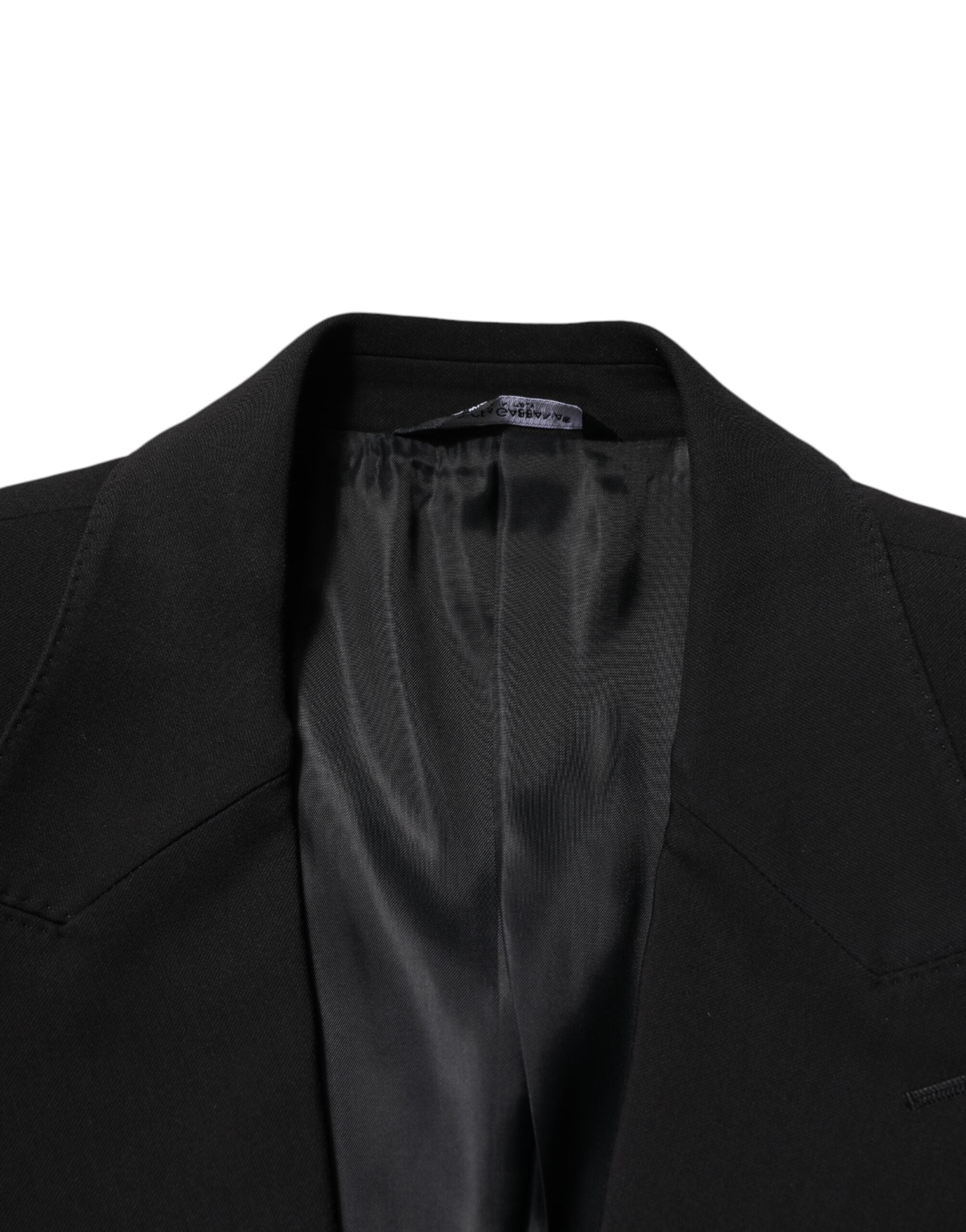 Black Cotton Single Breasted 2 Piece Suit - ventzia