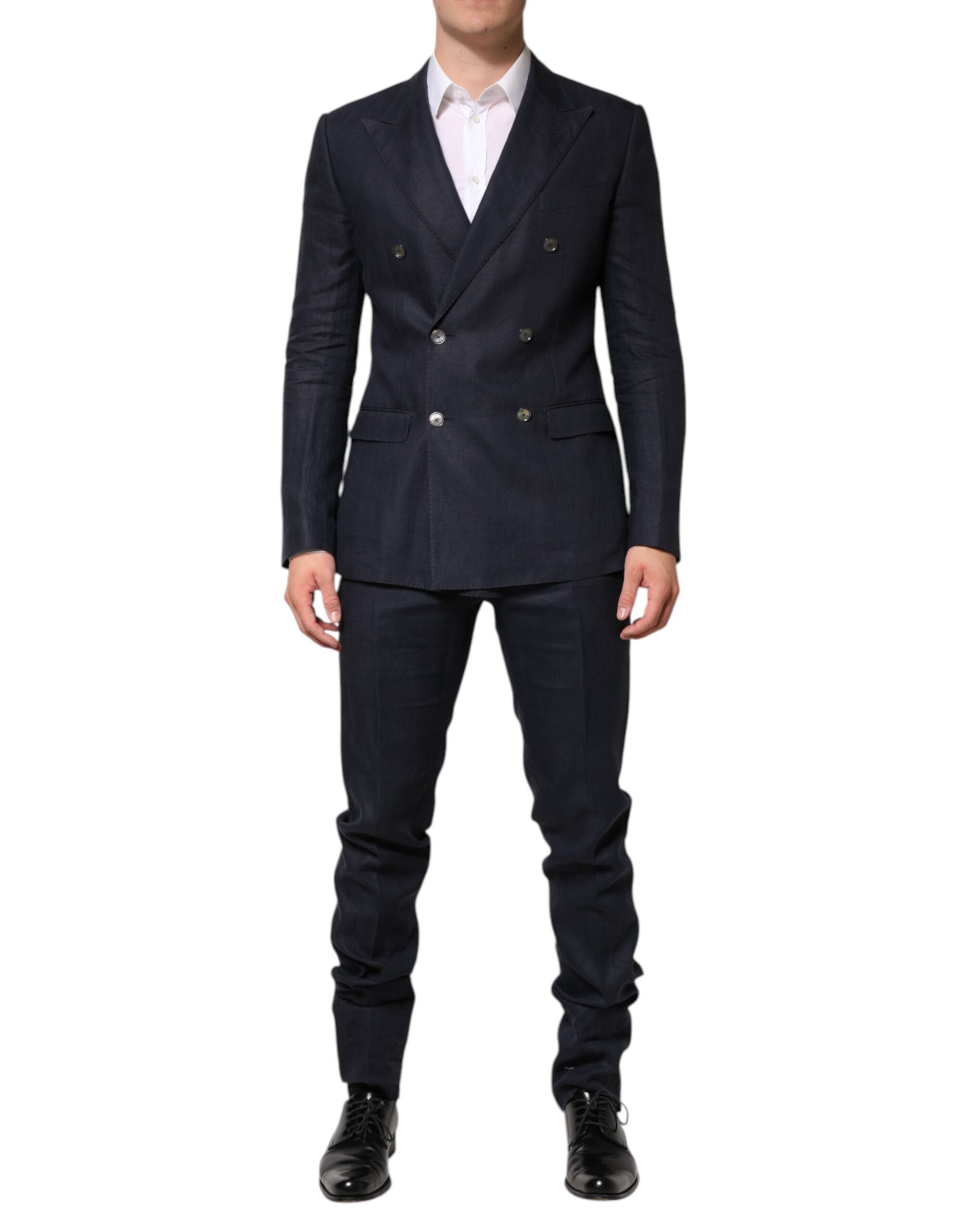 Dark Blue Double Breasted 2 Piece Suit - ventzia
