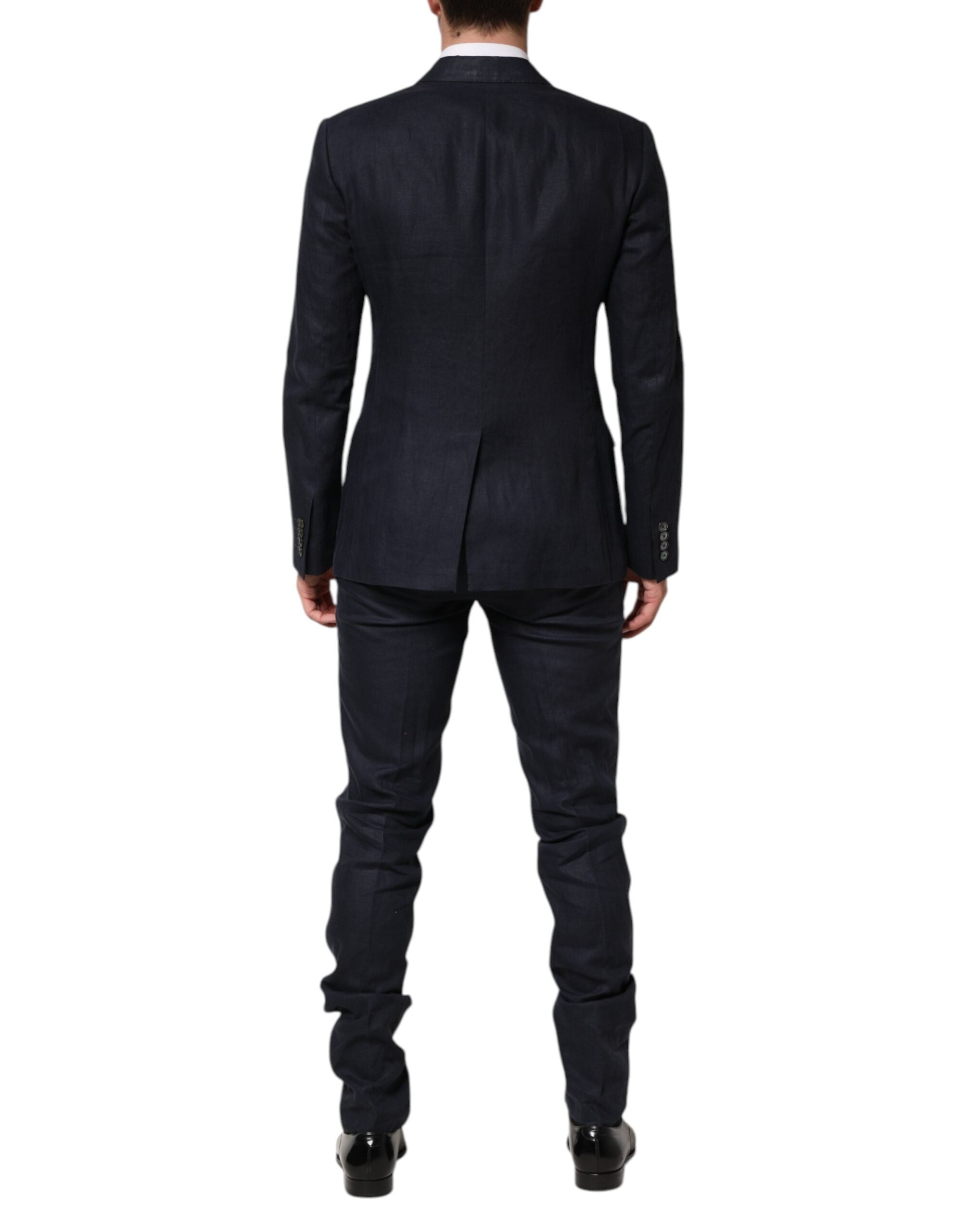 Dark Blue Double Breasted 2 Piece Suit - ventzia