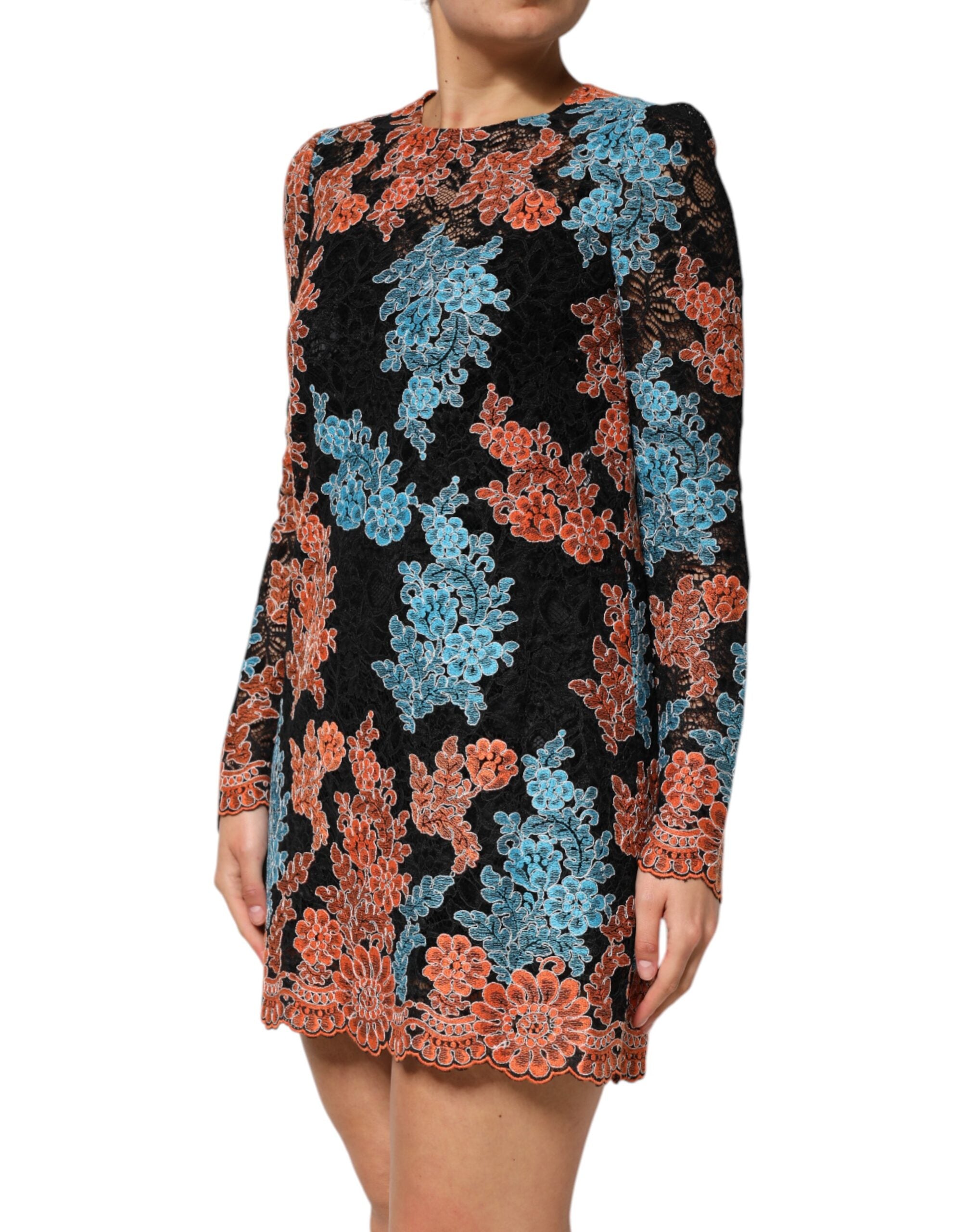 Multicolor Floral Embroidery Shift Mini Dress - ventzia