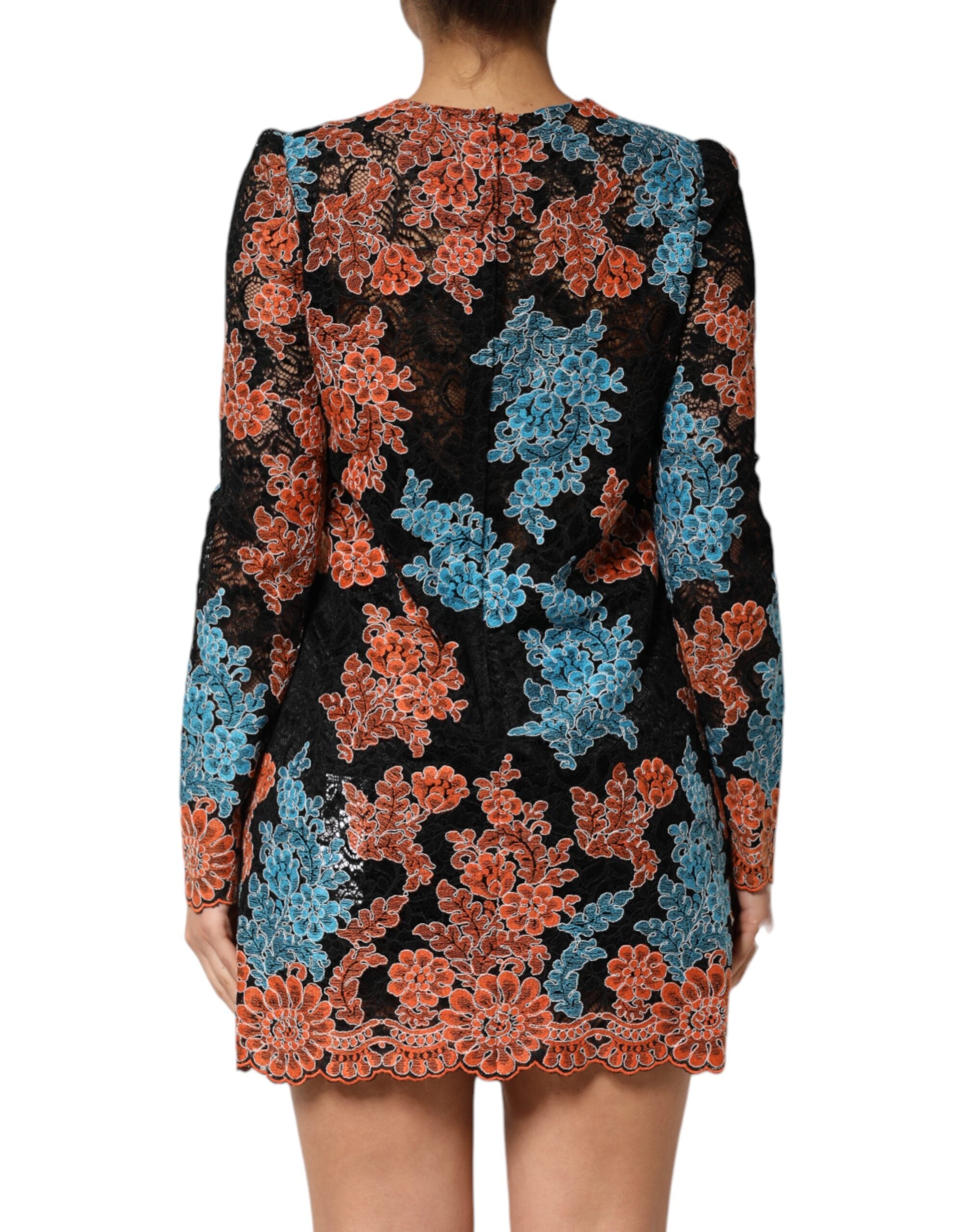 Multicolor Floral Embroidery Shift Mini Dress - ventzia