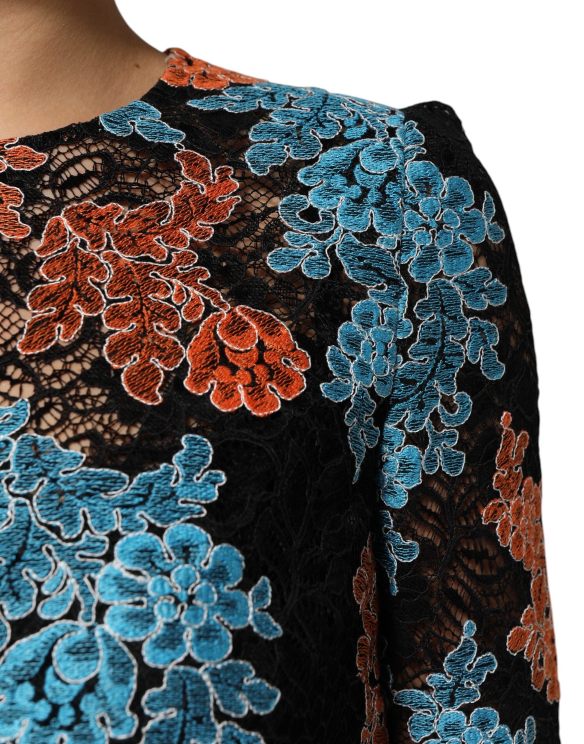 Multicolor Floral Embroidery Shift Mini Dress - ventzia