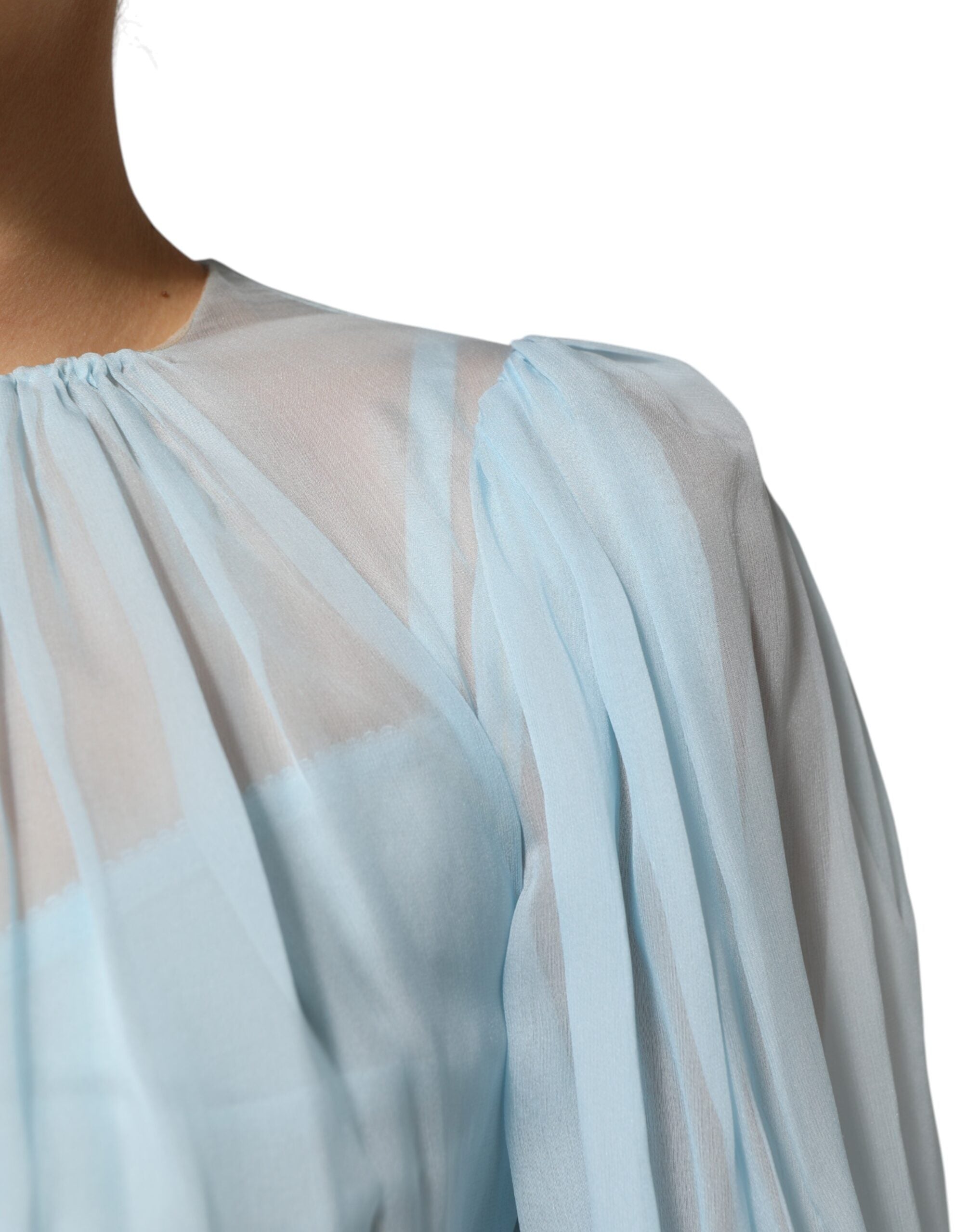 Fuchsia Light Blue Silk Two Tone Midi Dress - ventzia
