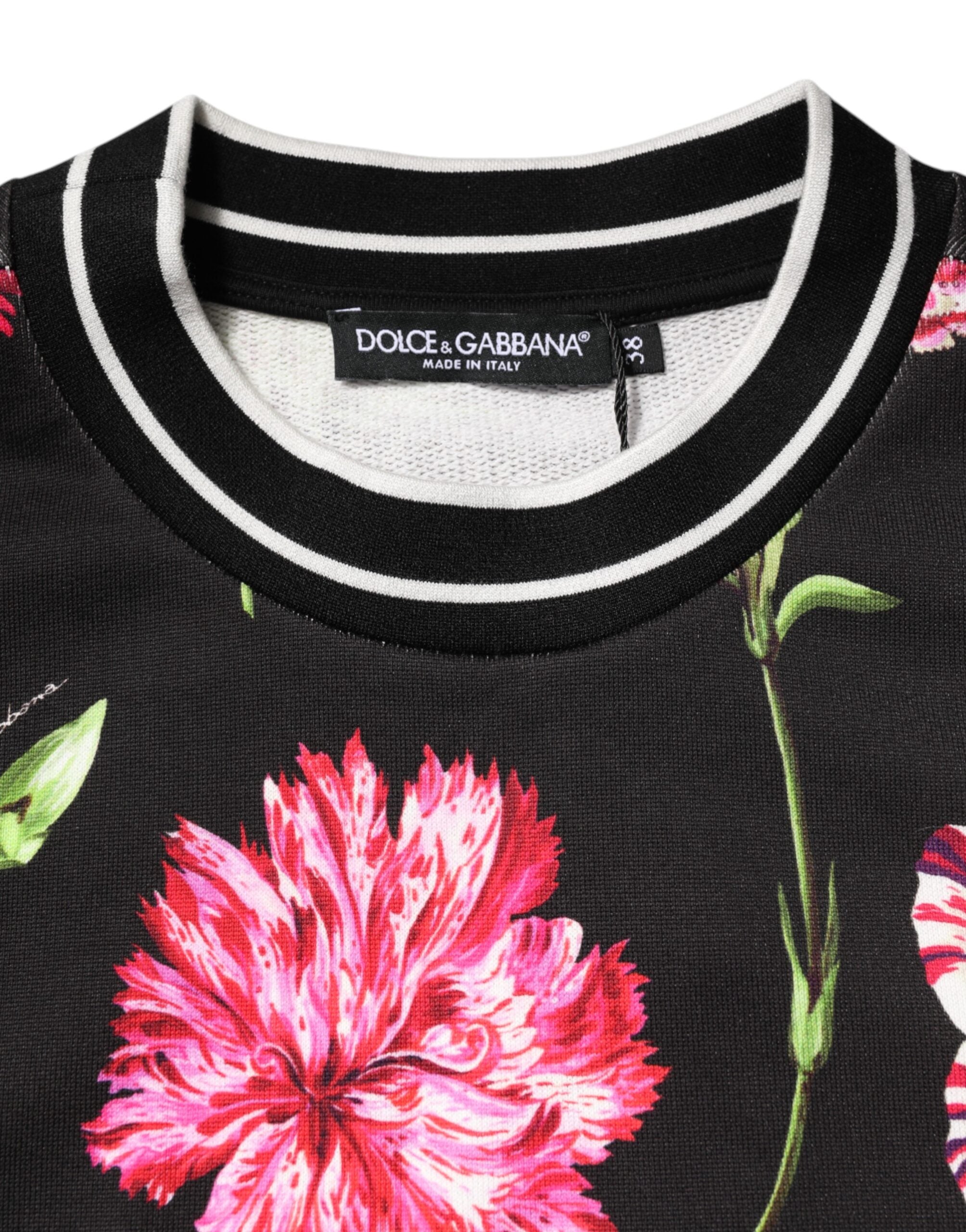 Black Floral Print Cotton Short Sleeves Top - ventzia